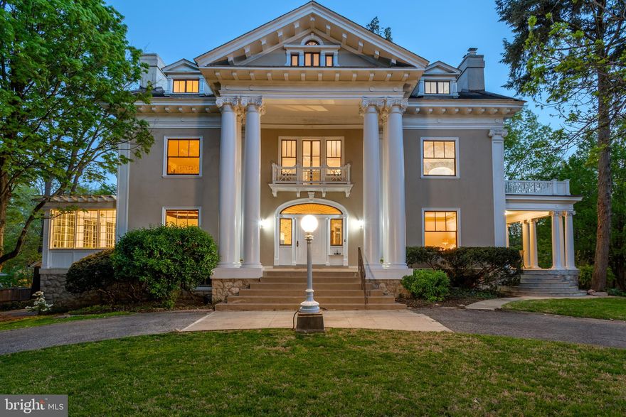 Open House  Cancelled!This spectacular Greek Revival grand dame, situated on a third of an acre, is a place to fill with friends and family, to entertain on a small or grand scale.  One is welcomed by a massive front door that opens to  a grand room sized foyer that has ten foot ceilings, rich moldings, and lovely architectural detailing.   The rooms are expansive and beautifully proportioned.   Banquet sized dining room with coffered ceiling and beautiful fireplace opens to a sunny side porch.  Spacious living room with fireplace opens to colonnaded side porch.  Mezzanine level family room with powder room.  
 Upstairs on the second floor are four bedrooms, two baths accessed by front and back stairs.  The top floor has two bedrooms, a renovated bath and a large high ceilinged bonus room that even has a small stage for aspiring performers. The basement is huge with laundry, full bath and several large unfinished spaces--offering unlimited potential for play rooms, staff suite or storage. The house has been in the same family for fifty years--well cared for but conveys 'AS-IS".