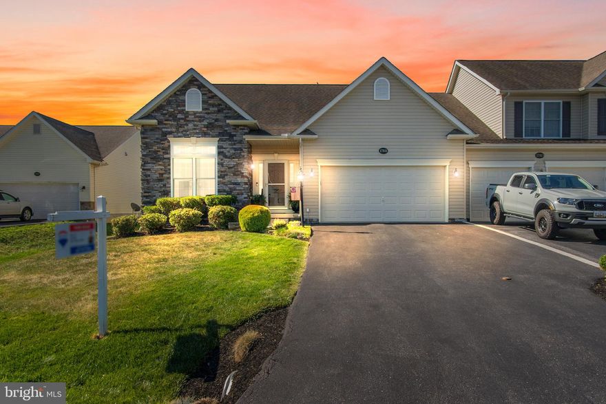 55+ community!  One level living.  Open living room with gas fireplace, dining room, kitchen with granite countertops.  Hardwood and carpet.  Washer and dryer on main level.  Two bedrooms, two full baths.  Owners suite has walk in closet and private bath.   FULL basement includes rough in bath.  Walls have been insulated, ready for drywall.  Screened porch.  Two car garage.  Like new without the hassle of building!  NO HOA.  NO CITY TAXES.  Doesn't get much better than that!