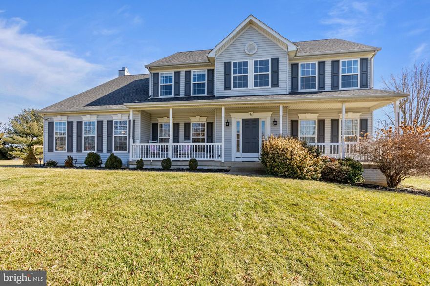 Welcome to Meadowbrook Farm, where luxury meets comfort in this stunning 4-bedroom, 3.5-bathroom residence nestled on a meticulously landscaped 1-acre lot.

As you approach, you're greeted by an inviting covered front porch, setting the tone for the warm ambiance that awaits within. Step through the front door into a grand two-level foyer.  Just off the foyer is a private home office, ideal for those who work from home or need a quiet space to focus. The adjacent formal living and dining rooms with elegant crown molding are perfect for hosting gatherings and special occasions.

The heart of the home lies in the spacious family room, featuring a beautiful wood burning fireplace with a stone wall, creating a cozy atmosphere for relaxation and entertainment. The adjacent kitchen offers tasteful finishes including an island with breakfast bar, built-in desk area, and ample space for a table, making meal preparation and casual dining a breeze.

Upstairs, the primary suite awaits, boasting a massive walk-in closet and an attached bathroom complete with a luxurious soaking tub, separate shower, and double sinks, providing a private retreat for relaxation and rejuvenation. Three additional well-appointed bedrooms offer comfort and convenience, while a shared full bath with separate vanities in the hallway ensures everyone's needs are met.

The lower level of this home is a true entertainment haven, fully finished as an impressive game room and bar area, perfect for hosting gatherings with family and friends. A full bathroom adds convenience and versatility to this space, completing the perfect setting for leisure and enjoyment.

Outside, the large rear deck is the perfect for outdoor gatherings and dining, overlooking the level, well-landscaped lot, offering plenty of room for outdoor activities and enjoyment. The large sideload 2-car garage provides ample parking and storage space, adding to the convenience and functionality of this exceptional property.

Located in the desirable Meadowbrook Farm community, this home offers a perfect blend of luxury, comfort, and convenience, providing an idyllic retreat to call your own. Don't miss your chance to make this dream home a reality!