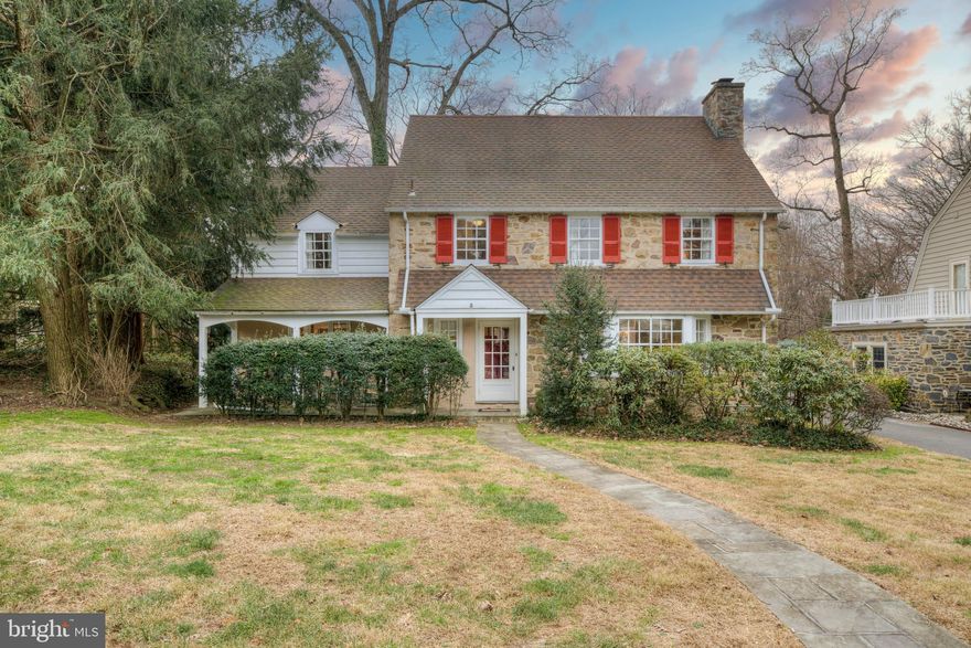 This 1940's stone Colonial with 4 bedrooms, 2 full and 2 half baths is located in highly desirable Jenkintown Manor and Abington School District.  The home is situated at the end of a picturesque cul-de-sac.  As you enter the front entry, the large Living Room with it's oversized, true divided light windows allows for bright afternoon sunshine.  The brick, wood burning fireplace is the highlight of the room with a built-in window seat and bookcases on both sides.   Right off the Living Room is the  large Dining Room with a beautiful bay window overlooking the private, wooded backyard. Bright morning light fills this room and creates a warm, cozy  setting for relaxing with the paper over brunch on a Sunday morning.  The hardwood floors continue into the Kitchen where you have easy access to the Family Room.  The Sub-Zero refrigerator and two pantry areas give you plenty of room for your Costco run.  Be sure to notice all  the recessed lighting in the family room that accents the unique brick wall.  This room was transformed from a garage into a spacious family area which flows from the front of the home to the back.  There are sliding French doors leading to the brick patio overlooking gardens, a shed and stone walking paths.  The 2nd floor has 4 carpeted bedrooms with hardwood floors underneath.  The Primary Bedroom features 2 closets and an in-suite.
Full Bath.  Down the hall from the Primary are 3 nice sized Bedrooms and a Full Bath.  On the 2nd  floor is the access to the walk-up floored Attic. While there is a cedar closet on this floor, the space is large enough to be renovated into a space for working, relaxing or sleeping.   The Basement is unfinished but divided into a laundry/workspace and large room that could easily be finished.  Basement level also contains a 1/2 bath and outside access.  Close to trains into Philadelphia, shopping, restaurants, parks and major highways.