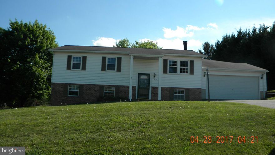 4 bedroom with addition of  1 BR in law with separate entrance,  Nice renovation completed with exception of necessary repairs to master bedroom ceiling and some reconnection of hvac.  Cash rehab or possibly conventional loan.  2 car attached garage plus detached garage/workshop and separate shed.  Location between Westminster and Mt Airy.  Nice lot in neighborhood. Good  Value here as