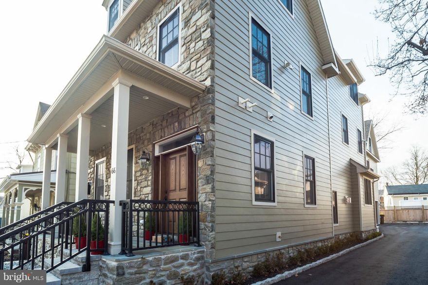 Enjoy the convenience of living in Doylestown Borough along with luxury accommodations in this sophisticated, 4 bedroom, 3 full bath, 2 half bath custom built home.  Nothing has been overlooked in creating this 3 story borough masterpiece. The exterior features custom stone work and Hardie plank siding as well as a full front porch with beautiful wrought iron railing. Enter through the welcoming foyer to find a bright, spacious, open floor plan.  Luxury amenities include first floor 10  foot ceilings, second and third floor 9  ceilings, hardwood floors throughout the first and second floors, a large master bedroom suite with sitting room, deck off the master bedroom, oak staircase open to all 3 floors, gourmet kitchen w/GE monogram appliances, custom baths, gas fireplace in great room, and architectural woodwork and moldings. The full finished basement adds additional living space. This home features an attached 1.5 car garage and a rear courtyard with privacy fencing. Two stories above the garage you will find unfinished space offering potential for your home office, studio or in-law suite.Because of the open layout, there are no room sizes listed. Please refer to the attached floor plans for more information.