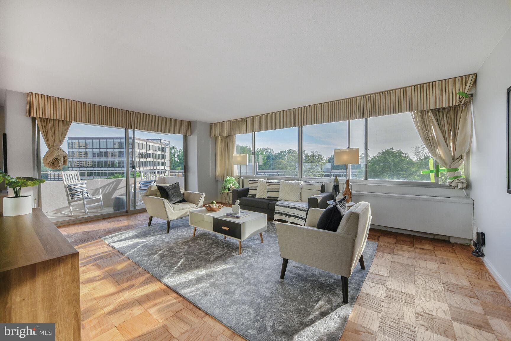 Move in ready! Spacious, Sun-Filled 3BR Corner Unit in The Willoughby | 1,645 SF + Balcony + Updates. All Utilities - except internet/cable - included in Rent!
Welcome to one of the largest 3-bedroom, 2-bath corner residences in The Willoughby—boasting 1,645 square feet of bright southwest exposure and a spacious private balcony with serene treetop views. This freshly updated home features newly sanded and stained parquet floors and four brand-new convectors for year-round comfort.
The gourmet kitchen shines with white cabinetry, designer stone countertops, stainless steel appliances, and a cozy breakfast nook—plus custom built-ins for added storage. The expansive living room, lined with windows, flows seamlessly into a separate dining area with a custom-built private alcove, perfect for work or entertaining. The primary suite offers a walk-in shower, dressing/vanity area, and generous closet space.
Located in the heart of Friendship Heights, you're just steps from Whole Foods, Bloomingdale’s, Saks Fifth Avenue, the Metro, and top restaurants like Lia’s and Maggiano’s.
Enjoy full-service living with resort-style amenities: a rooftop pool and sun deck, fitness center, 24/7 concierge, in-building mini-market and restaurant, secure entry, and complimentary building shuttle.