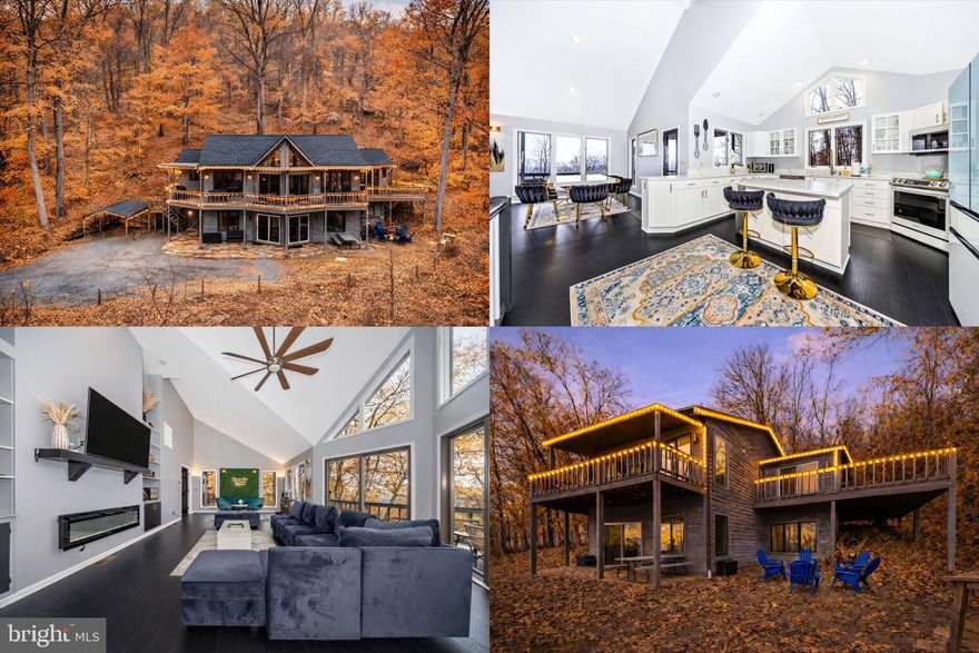 Natural light fills the home throughout the day, streaming through floor to ceiling windows that frame expansive mountain views and bring the outdoors in. The setting feels calm and grounded, with the quiet of a private mountainside community where city noise fades and nature takes the lead.

The modern renovation creates a fresh, clean, and thoughtfully updated interior. An open yet cozy layout allows the space to flow easily, supporting both quiet evenings and time spent together. The spacious kitchen serves as a natural gathering place, with an inviting island that offers a perfect spot for morning coffee while looking out at the surrounding landscape.

The primary suite offers a peaceful place to start and end the day, with sunrise views over the mountains and a large, open bathroom designed with a spa like feel. Throughout the home, the connection to nature is constant, from the sound of birds and rustling trees to calm nights under star filled skies and seasonal views as the trees turn gold each fall.

The community offers scenic trails right within the neighborhood, encouraging time outdoors and a slower pace of life. Green State Park is approximately five minutes away, providing access to hiking, picnics, and exploration, while the historic town of Berkeley Springs, known for its shops, dining, and spa heritage, is just about fifteen minutes away.

This home offers a retreat like atmosphere where peaceful mornings, fresh mountain air, and quiet surroundings create a sense of ease and comfort