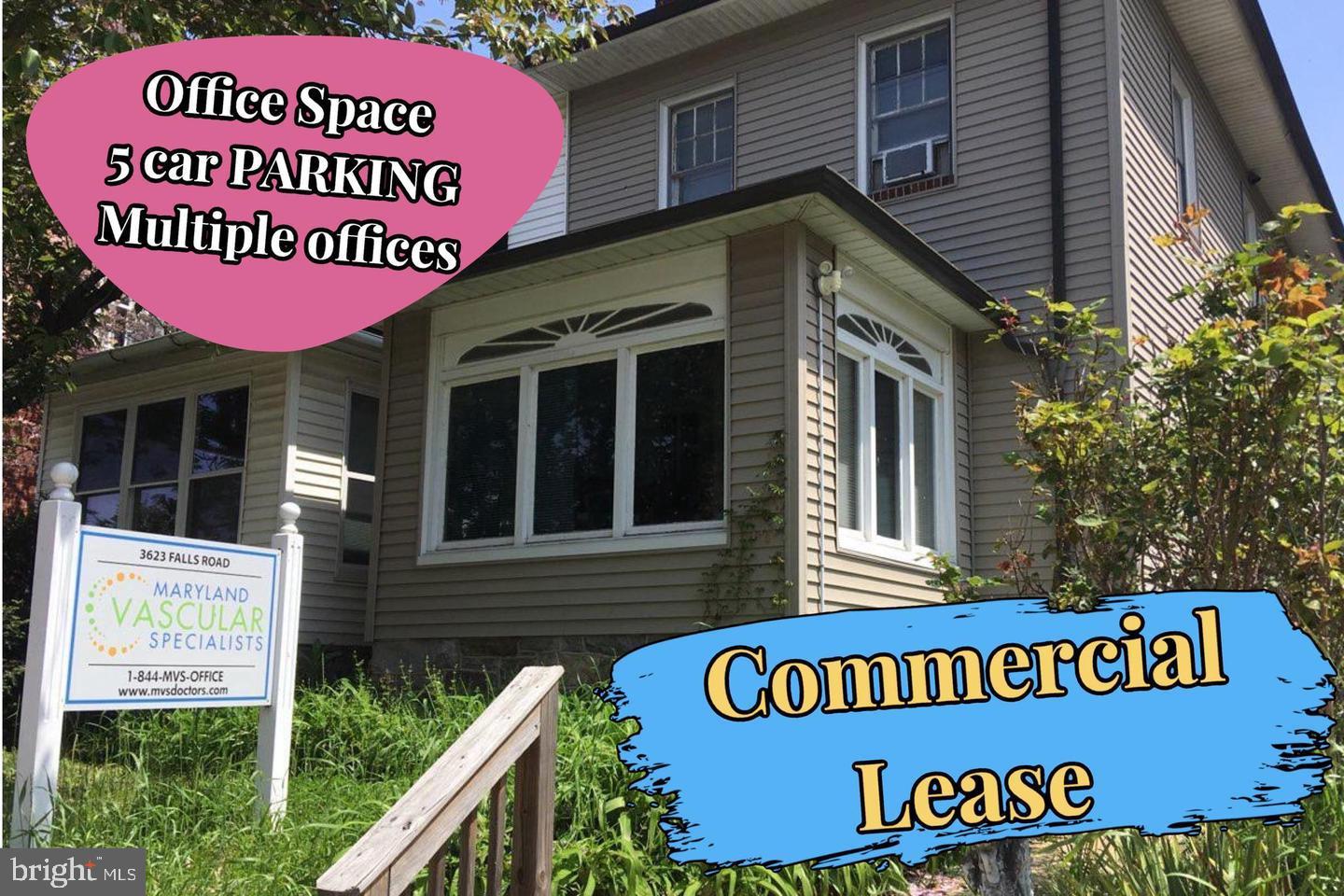 Falls Office with excellent visibility now available! Currently used as a medical office. Ready to go. 5 offices, small kitchenette, waiting room and spacious downstairs. 4 car parking. $40 app fee and $60 processing fee.