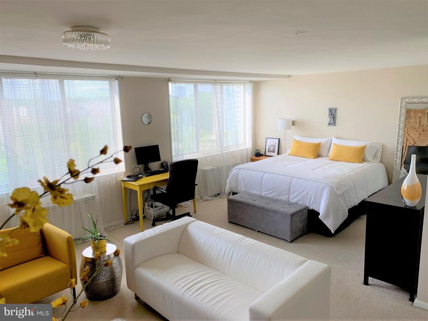 FANTASTIC 14TH FLOOR STUDIO WITH OVER 560 SQUARE FEET OF LIVING & ENTERTAINING SPACE, LARGE WINDOWS LET IN GREAT NATURAL LIGHT WITH A SUNNY WESTERN EXPOSURE. ALL UTILITIES, ELECTRIC, GAS, WATER/SEWER, CABLE & INTERNET ARE INCLUDED IN THE RENT AS ARE THE BUILDING AMENITIES, OUTDOOR POOL, TENNIS COURTS, FITNESS ROOM, LAUNDRY ROOM, PARTY ROOM, LIBRARY, AND MORE! GROSVENOR METRO IS JUST STEPS AWAY, BETHESDA, DC, NIH, BETHESDA NAVAL & ALL MAJOR ROUTES ARE JUST MINUTES FROM YOUR DOOR. NO SMOKING BUILDINGS-SORRY NO PETS-CARPETS BEING PROFFESSIONALLY CLEANED NEXT WEEK