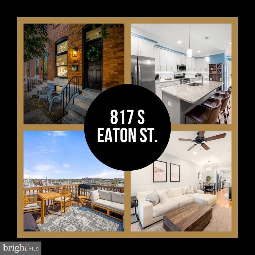 **Last call to tour and put an offer in! Home going off the market 10/31.   Reach out to listing Agent Andrew for any questions!  Join us for open houses Fri 10/24 4-6p & Sat 10/25 11-1p.  

MASSIVE SAVINGS W/ MONTHLY PAYMENT APPROX $610 LESS PER MO W/ CHAP TAX CREDIT! Take advantage of over $600 savings per month for your monthly mortgage.  This adds up to over $7k annual savings and approx $44k savings w/ the 6 years left on your mortgage payment the remainder of CHAP tax credit.  Stunning home in the heart of Brewers Hill offering  parking pad, rooftop deck with incredible city  views.  

100+ year old home blends historic charm and character with modern luxury at every turn.  Inside, you’ll find a beautifully reimagined 4-bedroom, 3.5-bath layout that showcases the best of Baltimore living.

Gleaming hardwood floors flow throughout, while exposed brick and soaring ceilings highlight the home’s timeless character. The designer chef’s kitchen is a true centerpiece—featuring custom two-tone cabinetry, an oversized granite island, imported tile, stainless steel appliances, and an upgraded trim and paint package.

Sunlight floods each room, creating a warm and inviting atmosphere. Spacious bedrooms, walk-in closets, spa-inspired bathrooms with walk-in showers, and a fully finished lower level with ample storage ensure both comfort and functionality.

For entertaining, the expansive rooftop deck offers sweeping city views, while the oversized off-street parking pad provides ultimate convenience—a rare find in this neighborhood.

Just steps from local dining, shops, Canton Square, Patterson Park, and with easy access to major highways, this home truly has it all.