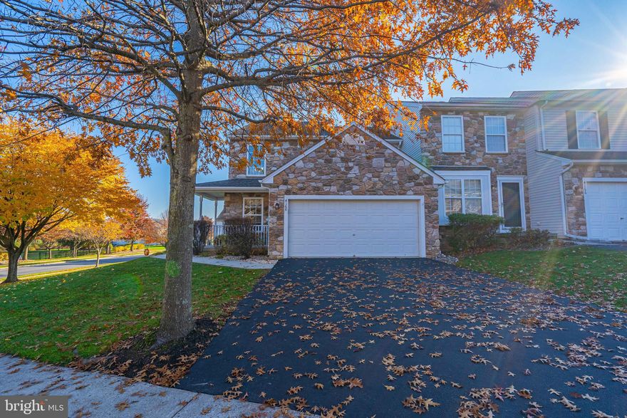 Pristine end unit townhouse sits on one of the largest lots in desirable Towns at Highland Park. Covered porch leads to a 2 story foyer & spacious living room with bay window & gas fireplace. Large eat-in kitchen has newer appliances (2019) and separate dining room with new HW floor allows for larger gatherings. Trex deck & lower paver patio, redesigned in 2020, provide great outdoor spaces. The second floor offers a sizable primary bedroom suite w/huge walk-in closet & ensuite bath as well as two additional bedrooms, one with access to the hall bathroom. Fully finished lower level boasts a fabulous sports bar with seating for 7 and a large rec room for entertaining & family fun. Current owner upgrades include: new driveway (2019); new HVAC and screens in all windows (2020); whole house air duct cleaning (2021) and much more! Enjoy dog friendly walking trails throughout the complex, Bethlehem Twp Community Center across the street and a short drive to Rts. 33 & 78!