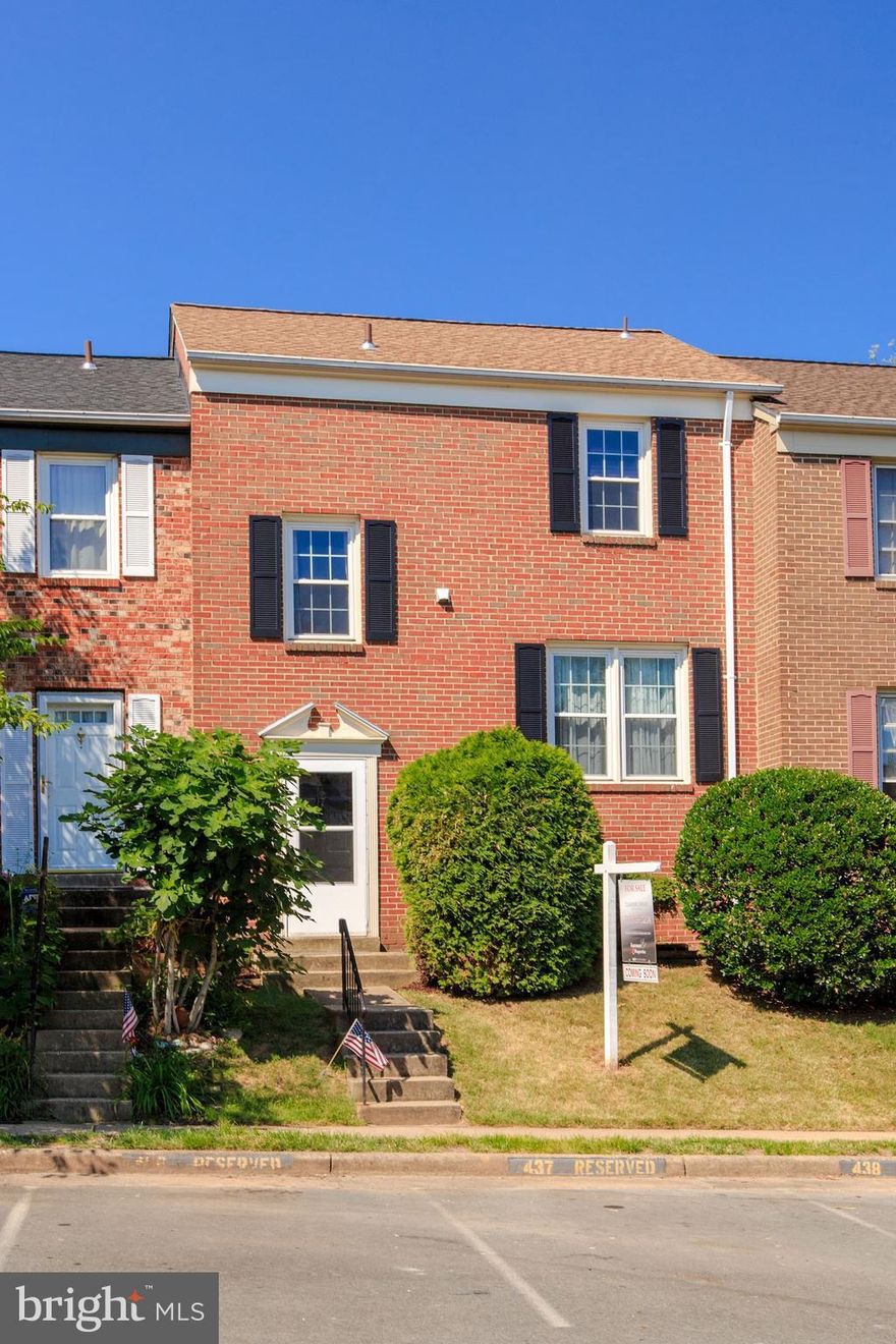 Beautifully maintained 3BR, 2.5BA brick front townhouse. Spacious 3 level, new flooring throughout! Brand new HVAC unit! New roof! Newly purchased stove. Freshly painted. Rec room with potential for 4th bedroom, full bath, walkout level, wood fireplace, huge storage room, private fenced backyard. Large community pool and clubhouse. Easy access to Rt. 28, 267 and Dulles Airport. Must see!