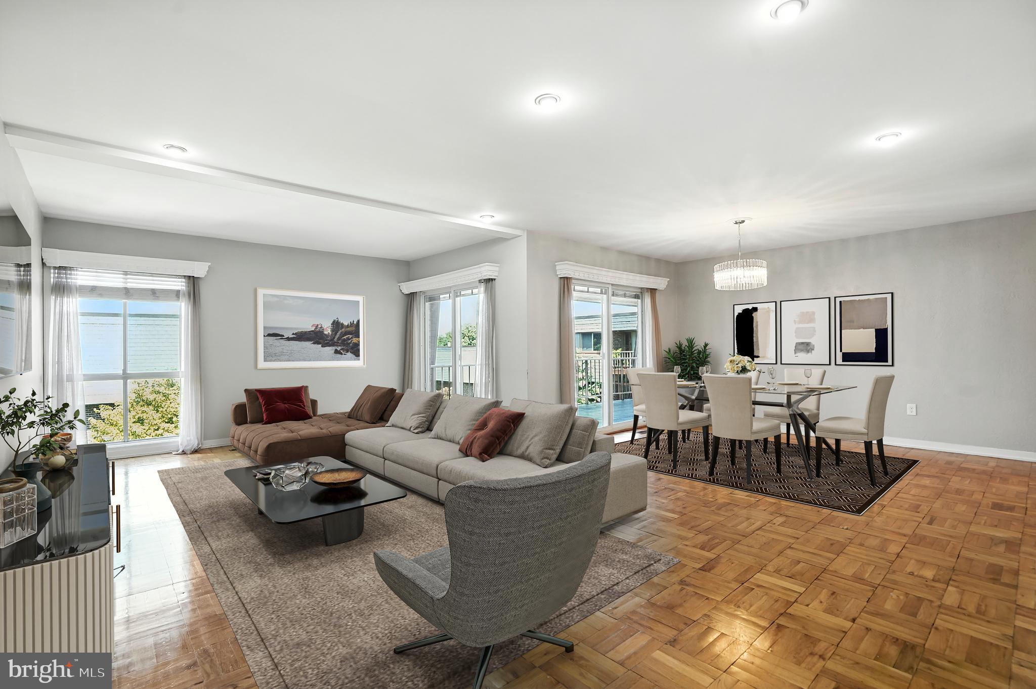 Step into this fully renovated condo where style meets comfort! As you enter, you're greeted by beautiful wood parquet floors that flow seamlessly throughout the main living area. The bright and spacious living room opens to the dining area, creating the perfect space for entertaining and hosting memorable dinner parties. The chef-inspired kitchen features granite countertops, tile backsplash, stainless steel appliances, and ample cabinetry for all your storage needs. A dedicated pantry and in-unit laundry add convenience to your daily routine. The spacious primary suite is filled with natural light and offers a walk-in closet and a luxurious full bathroom featuring a custom tile-surround walk-in shower. An additional bedroom and a full hall bath with a tile-surround tub/shower combo provide plenty of space for family or guests. With an extra walk-in closet in the hallway, storage will never be an issue! Enjoy your morning coffee or unwind at the end of the day on the large covered patio. Community amenities include plenty of parking and a relaxing pool—perfect for summer days. Recent updates include a touchless sink, microwave, dishwasher, and a new roof (2024), offering peace of mind for years to come. Conveniently located near I-695, Greenspring Avenue, Park Heights Avenue, and Reisterstown Road, you’re just minutes from shopping, dining, and all that Pikesville has to offer. Don’t miss the chance to call this move-in ready condo your new home—schedule your showing today!