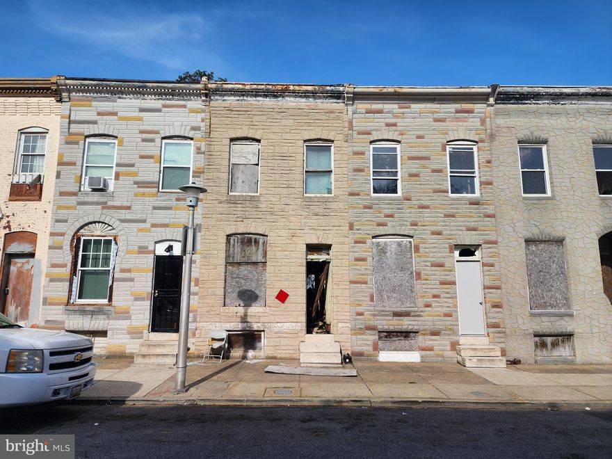 ONLINE AUCTION: Bidding begins 6/4 @ 10:00 AM. Bidding ends 6/6 @ 12:30 PM. List Price is Suggested Opening Bid. Deposit: $5,000.

2 Story Townhouse located in the Sandtown-Winchester area of Baltimore City. Residents can enjoy the nearby attractions such as West Baltimore MARC Station, Coppin State University, Mondawmin Mall, & Grace Medical Center. Easy Access to Major Traffic Artery Edmondson Ave. Property is vacant shell and in need of total renovation.