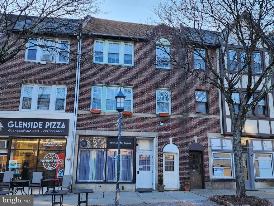 Excellent investment opportunity to own this turn-key, fully occupied, 5-unit building in desirable Keswick Village. This property consists of a commercial office and meeting room on the first floor, with (4) one bedroom apartments above, all with a great rental history and upward potential.  There is also a rented 2 car garage in the rear of the property. The office space on the main level is in excellent condition with a long-term lease featuring annual rental increases, showing their commitment to the location. The space is well appointed with a large meeting area, private office, full kitchen, bath and rear fenced patio area. The office has separate gas heat, electric and has central air. Each apartment has received various updates under current ownership; such as kitchens, appliances, baths, flooring, and paint. The property is conveniently located in the heart of Glenside, Abington Township and in close proximity to neighboring shops, pubs, restaurants, a local market, the Keswick Theater and public transportation. The local bus route and the Glenside Train Station are just a short distance away. Apartment demand is extremely high in this desirable location and vacancies are always filled quickly. The apartments have hot water radiator and/or baseboard heat supplied by separate gas boilers in the basement. The heat is paid for by the tenants. Current ownership has maintained the roof and numerous other mechanical items such as water heaters and the boiler, greatly reducing future capital expense needs. Tenants are responsible for their individually metered electric and gas. There is a separate gas heater for each unit. The building has (2) large water heaters in the basement and is equipped with a hard-wired and monitored fire alarm system. The parking for this property is on street parking. While the building is currently fully occupied and profitable, a new owner could increase income by approximately $200 per month per residential unit (totaling $9,600 per year) by implementing various value-add strategies such as adding laundry and/or upgrading interior finishes to the next level. This is a perfect property for the first-time investor or a seasoned investor to add to their portfolio. Some photos are prior to tenant occupancy.