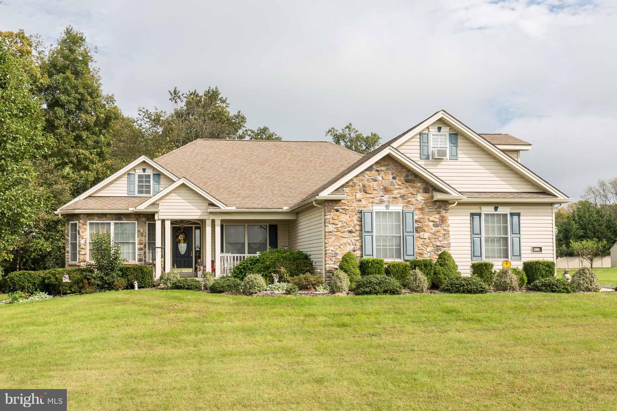 Charming Contemporary Rancher on 2+ Acres w/end of street location & PRIVACY! This open concept design is very pleasing for today's consumer. Upgraded Bamboo flooring in Great room & Dining room, Gas FP, cathedral ceilings, palladium windows, upper level finished w/bedroom, huge master bedroom w/2 walk in closets, & more. Outdoors features extended concrete patio, garden, shed & manicured lawn.