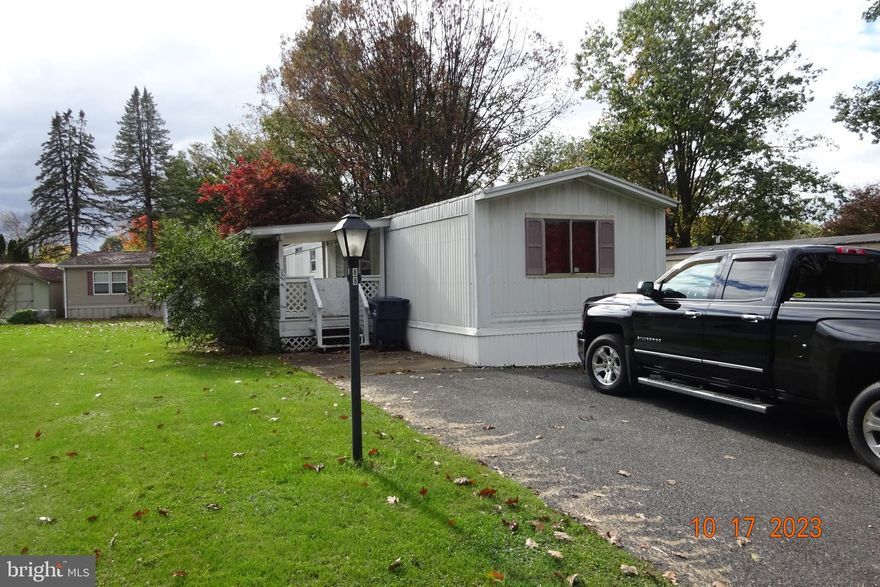 Manufactured home on rented lot in Shippensburg Mobile Estates.  Features 2 bedrooms, 1 bath, storage shed.