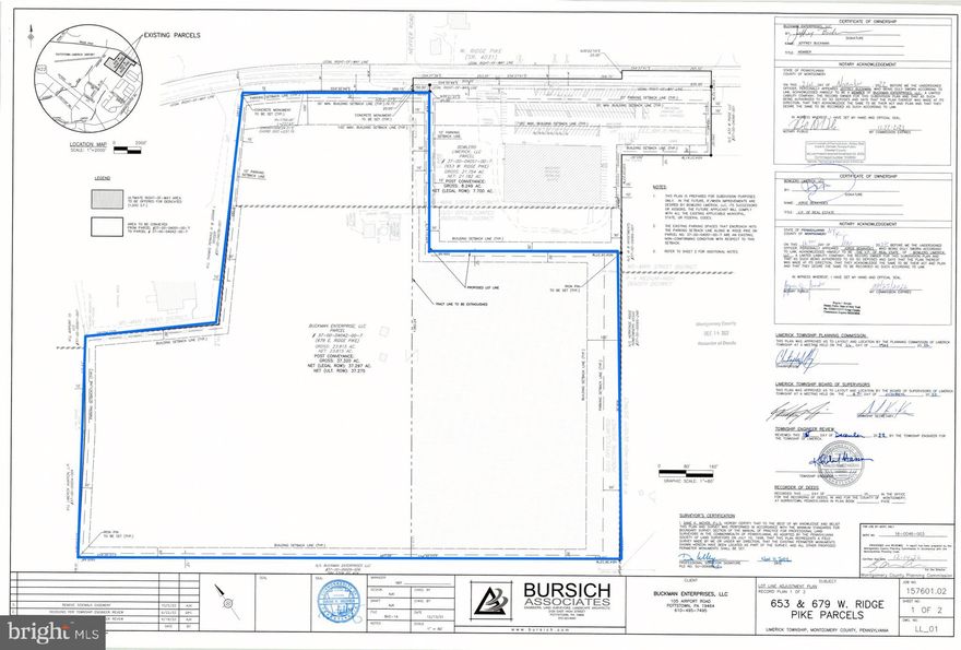 Rolling open ground with existing farm house and outbuilding. A total of 37.32 acres with over 4 acres in the Main Street Zoning District and 33 acres in the Office/Limited Industrial Zoning District.   Located in Southeastern PA, Montgomery County, Limerick Township with over 500 feet of frontage on West Ridge Pike.