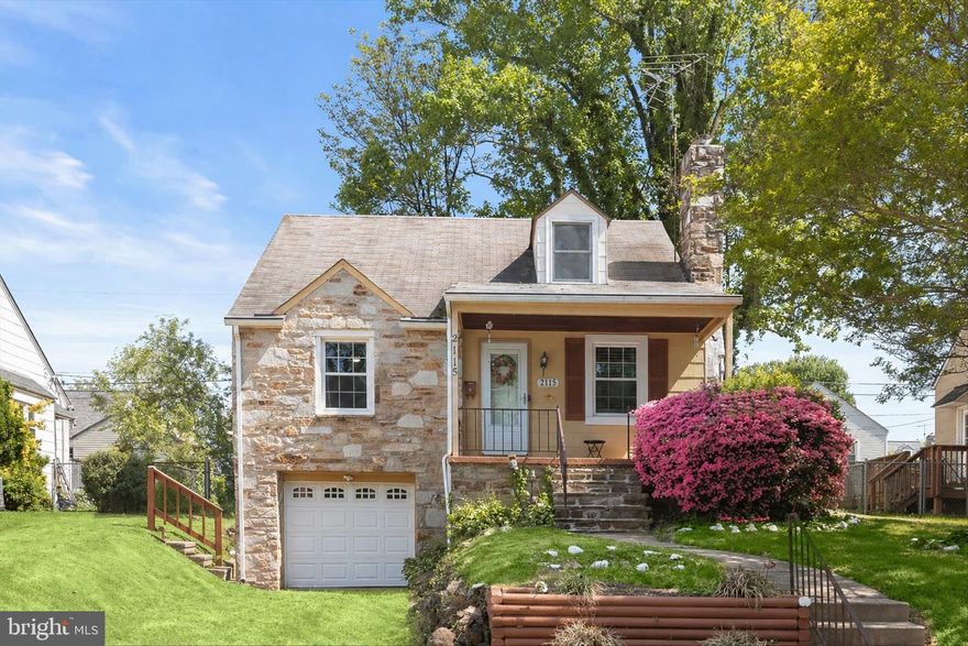 Nestled in the charming Gwynnlake Park area of Baltimore, this delightful Cape Cod home blends timeless character with modern comfort. Offering 1,712 square feet of thoughtfully designed living space, the residence features four spacious bedrooms and 1.5 bathrooms, ideal for both everyday living and entertaining.  A welcoming covered front porch and landscaped grounds set the stage for the refined interior. Step inside to a formal living room adorned with crown molding, chair railing, gleaming hardwood floors, and a cozy wood-burning fireplace that seamlessly flows into the dining area. The dining room continues the elegant trim details and hardwood flooring, which extends throughout the main level, including two generously sized bedrooms, one accented with chair railing and the other offering a walk-in closet. A beautifully updated hall bath showcases modern tile, glass accents, and an upgraded vanity.  The well-appointed kitchen is designed for both style and functionality, featuring granite countertops, a peninsula with breakfast bar seating, a striking glass and stone backsplash, stainless steel appliances including a cooktop, dishwasher, microwave, and refrigerator with icemaker, plus abundant cabinetry for storage.  Upstairs, you’ll find two additional spacious bedrooms with plush carpeting and a charming reading nook at the top of the stairs, creating a flexible and inviting retreat. The partially finished lower level expands your living space with carpet and recessed lighting, making it ideal for a home office, media room, or recreation area. A large laundry room with an attached powder room and direct access to the one-car garage enhances everyday convenience.  The exterior showcases a classic blend of stone and shingle siding, enhancing curb appeal, while the 0.14-acre lot offers a manageable outdoor setting. Enjoy the fully fenced backyard complete with a deck and secure storage, perfect for entertaining, relaxing, or accommodating pets. Additional features such as smoke detectors and a secure main entrance provide peace of mind.  Conveniently located near major commuter routes, including I-70 and I-695, this home offers an exceptional combination of comfort, functionality, and accessibility in a highly desirable community.