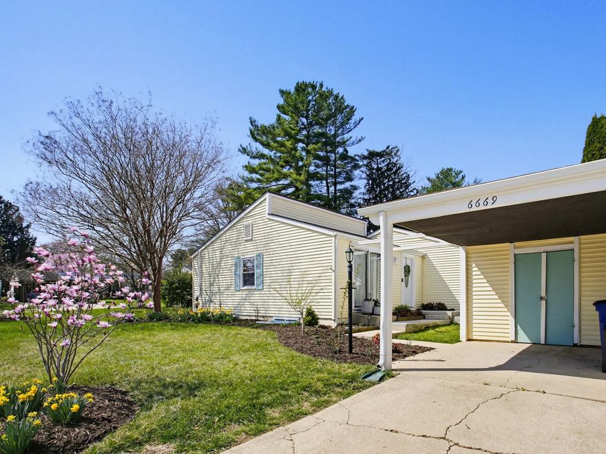 Welcome to this stunning, fully updated 4-bedroom, 2-full-bath rancher nestled on a beautifully landscaped corner lot — where classic ranch-style living meets modern sophistication at every turn. Curb appeal abounds with gorgeous, mature landscaping and enchanting flowering fruit trees that make a lasting impression season after season. A detached carport and garage with extra storage space ensure you'll never run out of room for vehicles, hobbies, or gear. Inside, the main level offers three comfortable bedrooms and a showstopping kitchen that is truly the heart of the home. Gleaming white cabinetry, luxurious quartz countertops, and a breakfast bar create the perfect setting for everything from quiet morning coffee to lively dinner gatherings. Head downstairs and discover a fully finished lower level that expands your living possibilities beautifully. A cozy wood-burning fireplace with classic brick hearth sets the mood for relaxing evenings, while the expansive open area invites you to create the ultimate entertainment lounge, home gym, office, playroom, or gaming retreat — the choice is entirely yours. A full bathroom and dedicated laundry room add everyday convenience, and a full egress window makes this space function as fourth bedroom, offering incredible flexibility. All of this, just minutes from everything Columbia has to offer — top-rated dining, shopping, recreation, and so much more.