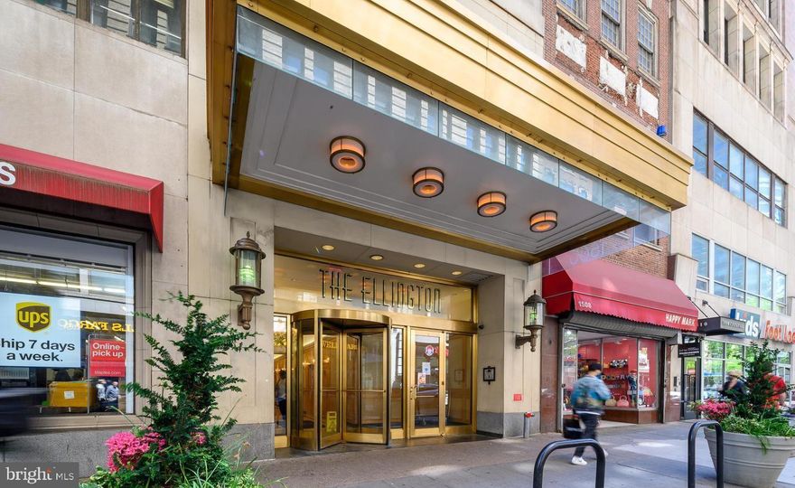 VALUE ADD: ALL UTILITIES ARE INCLUDED IN THE MONTHLY RENT. Welcome to Unit 13C at The Ellington! With its spacious layout, this high floor expanded 1 bed, 1 bath unit provides the perfect city retreat. Enter inside to find a sizable living area with oversized windows to allow for ample natural light to illuminate the space. A thoughtful open layout maximizes living space while also providing a convenient breakfast bar for more seating near the kitchen. Updated with stainless steel appliances, you are sure to enjoy the open and easily adjusted floor plan as well as plenty of cabinet space to keep the kitchen organized. You will find a generously sized bedroom that can easily accommodate a king size bed and additional bedroom furniture. There is also room to set up a desk in front of the window to create a home office, or use this free space as a workout zone which can fit a Peloton bike. Washer and dryer are available in-unit making laundry a breeze. There is a secure entrance with 24-hour concierge, on-site fitness center and access to a residents lounge. The Center City location is perfect for the city dweller, offering all the shops and culinary experiences in Rittenhouse Square and within a short distance to allow you quick access to the surrounding neighborhoods. Don't delay -- your new rental home, your center city oasis is just a few clicks away! Sorry furry friends, no pets allowed. New lease can begin as of June 1, 2025.  (Photos are of this same unit but from a prior time).