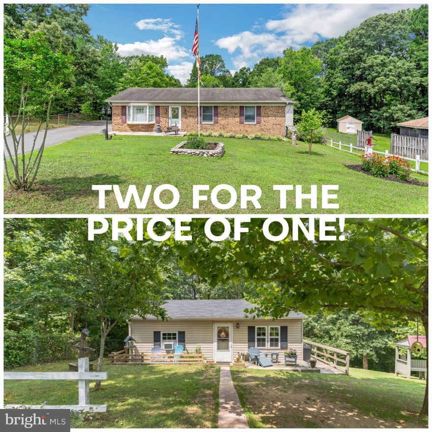 TWO Home Sweet Homes on one property! Main House plus a permitted  one BR/Bath/mini kitchen ADU. Perfect for In-laws  and Income. The ADU has an entire Bonus 2nd section, w/separate entrance, that is roughed in for another BR, Bath, & Kitchen. Clean as a Whistle, Main Home is a  3 BR 2 Bath Ranch. King Sized Primary Retreat Addition, highlighted by a spa like Primary bath w/jetted tub.  On the lower level (Walkout) is the equally King sized Rec Rm with Custom built bar & recessed lighting. Screened in porch is the spot to relax and crack Crabs! The Yard is great for entertaining, fire pit, patio, landscaping.  Electric available for an above ground pool.   Workshop in the rear yard with water and electric!