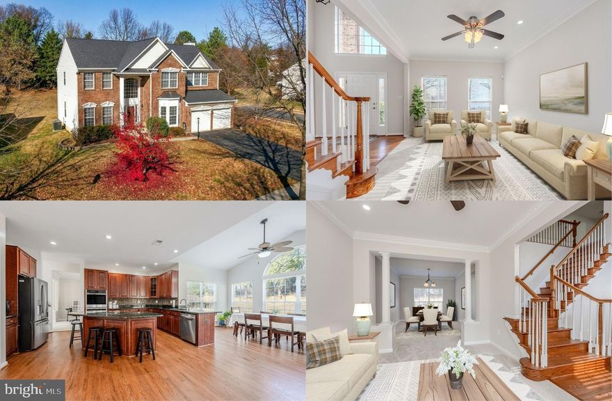 Discover nearly 5,000 square feet of beautifully maintained living space in this expansive three-level brick front colonial, perfectly designed for comfort, style, and modern living. From the moment you step inside, the light-filled, open floor plan and freshly refinished beautiful hardwood floors set the tone for a welcoming and elegant interior. Fresh neutral paint, upgraded lighting, and brand-new carpeting add a crisp, updated feel. ****** The main level features a grand 2-story foyer, 9-foot ceilings, dual staircases, formal living and dining rooms, a private home office with built-in bookcases, and a stunning sunroom with a cathedral ceiling and Palladian window that brings in natural light all year long. The open-concept kitchen is the heart of the home with gleaming granite countertops, an abundance of 42" cabinetry, stainless steel appliances including a new GE refrigerator with ice/water and double wall ovens, and a center island and breakfast bar opening to the sunroom. Here, sliding glass doors open to the large deck with steps to a spacious custom patio and lush backyard backing to trees, offering plenty of space for gatherings, grilling, or simply enjoying the peaceful setting. Back inside, the adjoining family room with a wall of windows invites you to relax in front of a cozy gas fireplace, while the open layout is ideal for effortless entertaining and everyday living. A chic powder room rounds out the main level. ****** Upstairs, the luxurious primary suite is a true retreat, offering plush new carpeting, a wall of windows providing treed views, a generous walk-in closet, and a sitting room perfect for quiet mornings or winding down in the evening. The ensuite bath features quartz topped dual vanities, a soaking tub and glass enclosed shower. Three additional well-sized bedrooms, each with new carpeting, share the well-appointed hall bath, and a bedroom level laundry adds convenience. ****** The fully finished lower level provides even more room to spread out, including a fantastic recreation room with a wet bar, a media room, and the potential for fifth and sixth bedrooms—ideal for guests, exercise, hobbies, or extended living arrangements. Whether hosting a movie night, game day, or overnight visitors, this level adapts to your lifestyle with ease. Major updates—including a new roof and newer HVAC systems—provide added peace of mind. ****** Located in a quiet neighborhood within walking distance of Old Town Warrenton, you’ll enjoy charming shops, restaurants, and community events just moments from your door. Nature lovers will appreciate close access to the Warrenton Greenway trails, and commuters will love the convenient routes nearby. This exceptional home blends generous space, thoughtful upgrades, and an unbeatable location—ready for you to move right in and enjoy!