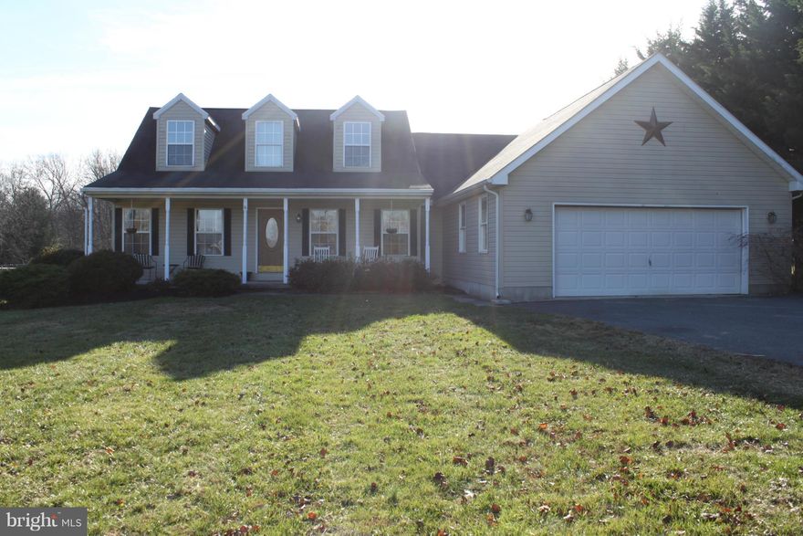 Well maintained 3 bedroom 3 bath Cape Cod which includes a  23 x 23  garage as well as a workshop / storage shed with electric, situated on a partially fenced private 2.1 acres that backs to woods.  19 x 43 in-ground pool with heater and large concrete pad / patio for entertaining.  Motivated Sellers.