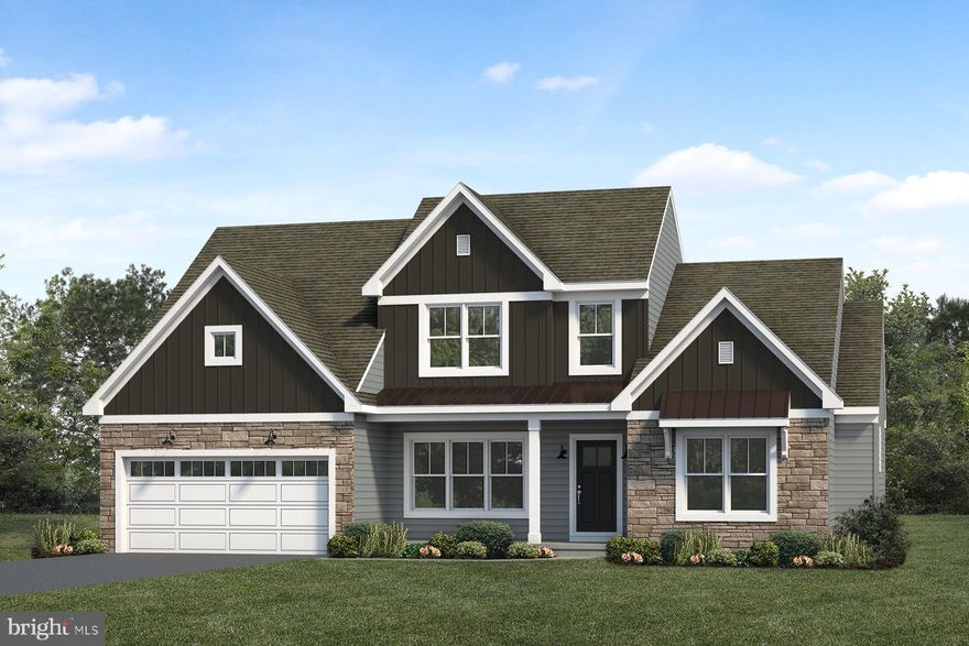 UNDER CONSTRUCTION – AVAILABLE THIS SUMMER: This thoughtfully designed 2-story home with a first-floor owner’s suite features an inviting front porch, a grand 2-story foyer, and 9’ ceilings on the first floor. The 2-car garage opens to a mudroom complete with a built-in bench and laundry room access. Stylish vinyl plank flooring flows from the foyer to the main living areas with a carpeted study to the front of the home. The formal dining room accented by wainscoting and chair rail detail opens to the kitchen, well-appointed with stainless steel appliances, quartz countertops, a tile backsplash, two-tone cabinets, and a large pantry. The sunny breakfast area provides access to the rear deck. Adjacent to the kitchen is a bright, 2-story family room with a vaulted ceiling, warmed by a gas stone fireplace. The spacious owner’s suite on the first floor boasts a tray ceiling accompanied by a private bathroom with a tile shower, double bowl vanity, and an expansive closet. On the 2nd floor are 2 additional bedrooms, a full bathroom, and loft space.