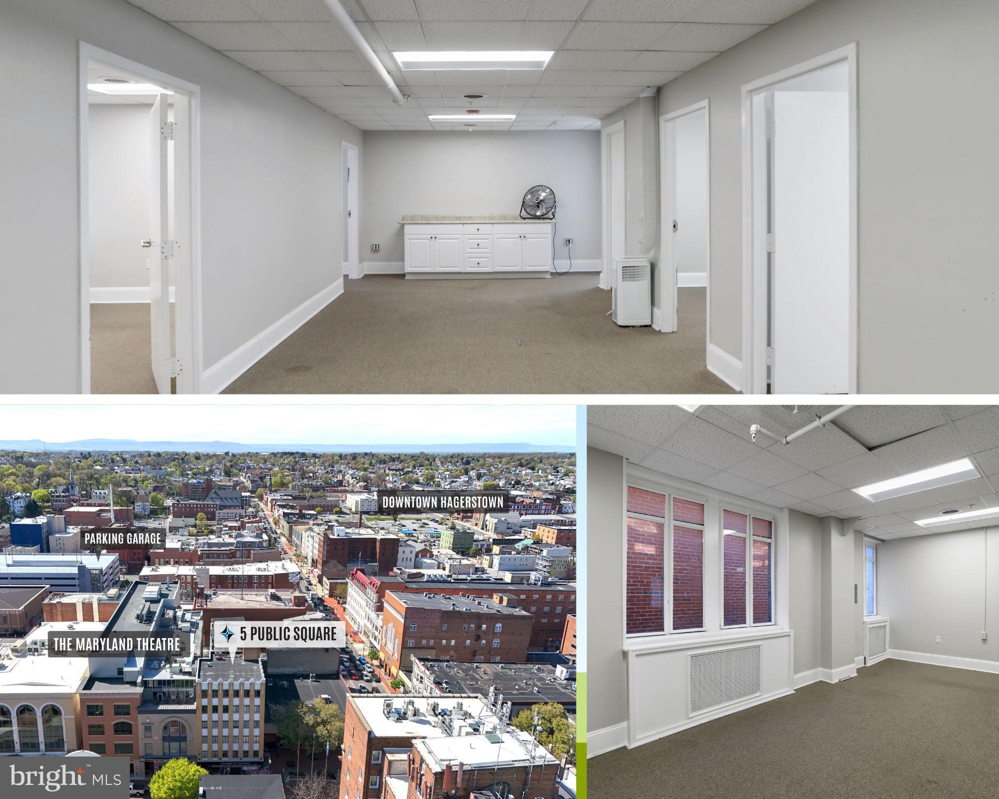 Located in the heart of Downtown Hagerstown on the Square, this multi-office suite in the Professional Arts Building offers a prime location for businesses seeking a professional setting with convenience and visibility. This spacious suite features multiple private offices, a private restroom, and access to a secure, elevator-served building. Surrounded by restaurants, shops, banks, the courthouse, City Hall, The Maryland Theater and just blocks from the new Meritus Park baseball stadium, it’s an ideal space for any business looking to establish or expand in the city center. Available for immediate occupancy.