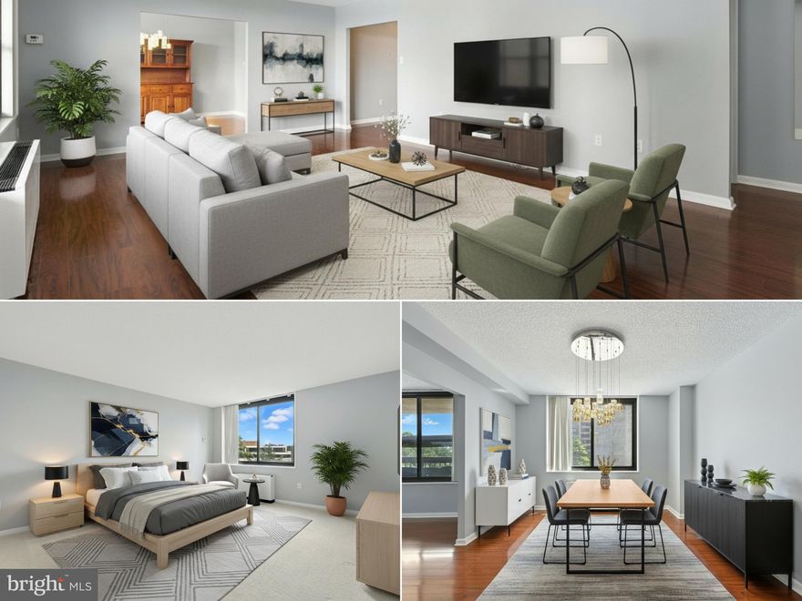 Welcome to sophisticated living at Skyline Plaza! This beautifully renovated 3-bedroom, 2-bathroom condo offers the perfect blend of modern elegance and comfort • Nestled in the heart of one of Falls Church’s most desirable communities, this home is an ideal retreat for those seeking convenience and style • Renovated throughout! • Kitchen & Bathrooms: Step into a sleek, updated kitchen that boasts modern cabinetry, stainless steel appliances, upgraded stone countertops, and eat-in space • The bathrooms have been thoughtfully remodeled with contemporary fixtures and finishes • Enjoy the timeless beauty of hardwood floors throughout the main living areas, providing a warm and inviting atmosphere that’s perfect for entertaining or relaxing • The Primary Bedroom boasts a spacious closet and attached renovated bathroom • Two additional bedrooms & renovated full hall bath • Spacious Balcony: Unwind on the expansive balcony that overlooks the serene courtyard and sparkling pool—a perfect spot for morning coffee or evening gatherings • Benefit from the peace of mind that comes with a new electrical panel, ensuring safety and efficiency • Skyline Plaza Amenities: Residents of Skyline Plaza enjoy an array of premium amenities, including a 24/7 concierge, secure parking, fitness center, and a community room. The beautifully landscaped grounds feature a large outdoor pool and picnic areas, making it easy to enjoy the outdoors • ALL UTILITIES INCLUDED in the monthly condo fee! • Conveniently located with easy access to major commuter routes, shopping, dining, and entertainment options, this condo offers an unparalleled lifestyle • With its modern upgrades and prime location, 3701 S George Mason Rd #315N is a place you will love to call home! • One or more of the photos in this listing have been virtually staged.