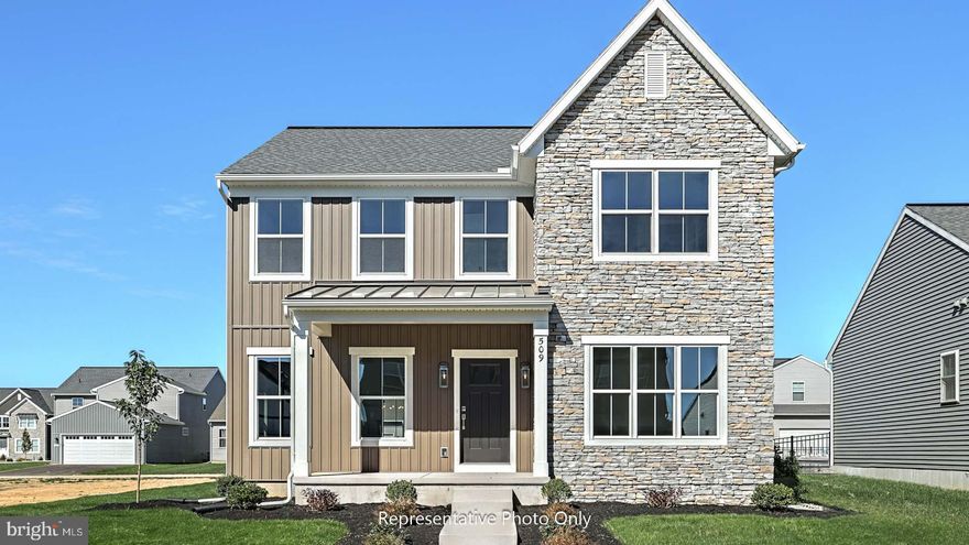 UNDER CONSTRUCTION – AVAILABLE THIS SUMMER: Charming 2-story home with a 2-car, rear-load garage, a mudroom entry complete with built in lockers, and 9’ ceilings on the first floor. Upon entry is the family room warmed by a gas fireplace with a farmhouse surround and a flex space that can be used as an office or den. The kitchen features enhanced appliances, quartz countertops with a tile backsplash, an expansive pantry, and a beautiful island for entertaining guests. The ample dining area, accented by wainscoting and chair rail detail, opens to a covered patio through sliding glass doors. On the 2nd floor, the spacious owner’s suite with a cathedral ceiling features an expansive closet and a private bath with a double bowl vanity, tile shower, and built-in bench. Adjacent to the suite are 3 additional bedrooms, a full bathroom, and a convenient laundry room.