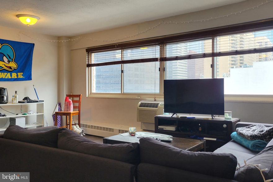 Enjoy sweeping city views from this fully renovated two bedroom, one bath condominium corner unit with ALL UTILITIES included. The open layout living and dining areas feature upgraded flooring and an updated galley kitchen showcases espresso cabinetry, good counter space, gas range, full-sized dishwasher, and refrigerator. Both bedrooms are well-proportioned with good closet space, and share the fully-updated tiled modern bath. River West Condominium is a pet-friendly building and the monthly rent includes: 24-hour front desk, secured entry, fitness center, resident's lounge, and ALL UTILITIES (gas, electric, heat, and water). Perfectly located in the Rittenhouse Square neighborhood, this home is steps away from the best of Philly's dining and retail scene, Trader Joe's, world-class museums and cultural attractions, and is convenient to public transit, Penn, Drexel, and more!