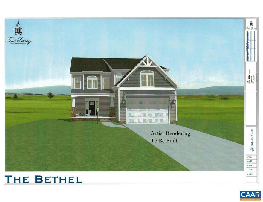 Cottage Style home in Vista View. To be built, the Bethel Floor Plan offers views the Blue Ridge Mountains, 1st floor master, gourmet kitchen with granite counters, family room with gas fireplace, 9 ft ceilings, additional 2 beds and bath upstairs, unfinished basement plumbed for additional bath, sideload 2 car garage. Not too late to add your personal touches. Less than 30 minutes to Downtown Charlottesville or 35 minutes to Culpeper.,Granite Counter,Wood Cabinets,Fireplace in Family Room