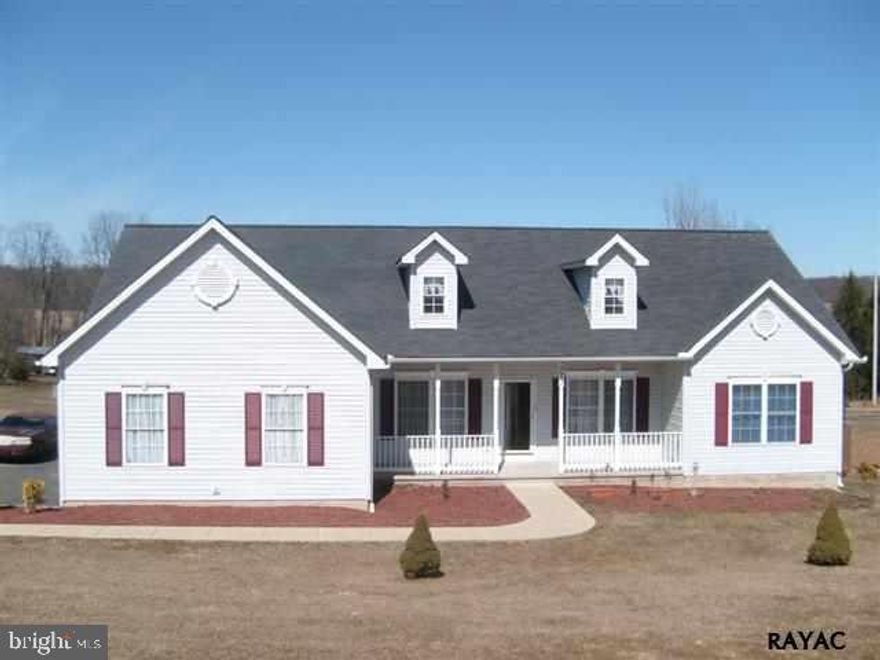 Beautiful well-maintained rancher on 2+ acres. 3 BRs, 2 full baths, Separate DR, Den, All appliances stay, Heat pump with back-up wood stove, MBR & LR with cathedral ceilings, Garden tub and separate shower in Master Bath, 2 car oversized garage, large country kitchen opens to a deck, 12x24 shed. Secluded.