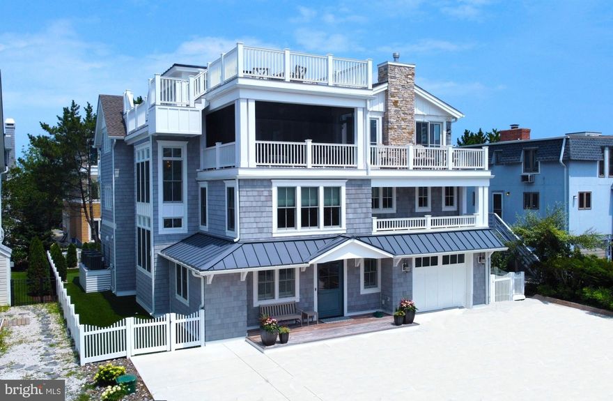 Just 2 homes off the Oceanfront and only steps to the beach, this stunning coastal home was crafted and designed with the highest attention to detail by nationally recognized builder, Marnie Oursler. Take the elevator to the top floor where the impressive great room perfectly blends a dream gourmet kitchen with the dining area, living room with wet bar and opens to a large screened porch and balcony. Also on this level is a spacious ensuite bedroom and powder room. Just above are 2 rooftop decks, where you’ll find the perfect spot to sip your favorite drink while enjoying the sights and sounds of the ocean and the best seats for the 4th of July fireworks display! The middle level features 4 spacious ensuite bedrooms and the ground level has the 6th bedroom, full bathroom, gym, powder room, and an additional family room that opens to a large patio deck complete with a hot tub. Enjoy the convenience of artificial turf in the fully fenced back yard, as well as 2 outdoor showers and a rinse station. No expense was spared from start to finish as this home offers the very finest in beach living. Situated just North of town in the highly sought after community of Sussex Shores, well known for it's private beach and premium location just a short easy walk into downtown Bethany.