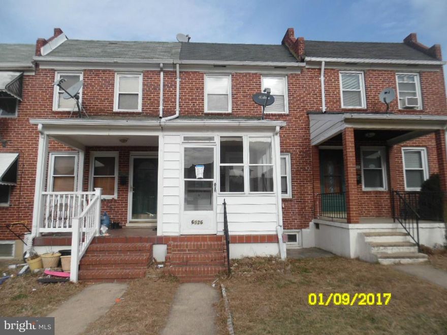 Take advantage of this great opportunity to own this value priced townhouse!  Enjoy spacious room sizes and an enclosed front porch.  Put your finishing touches on the basement for additional living and storage space. The rear deck is perfect for warm weather relaxation.  Convenient location just a short drive to downtown Baltimore.