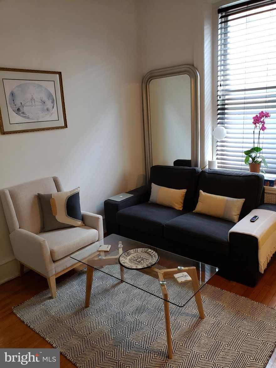 Welcome to 1109 Spruce Street, Unit 3R! This bright and charming one bedroom apartment features beautiful hardwood floors throughout, high ceilings and a bay window that fills the unit with an abundance of natural light. The kitchen is complete with shaker style cabinets offering plenty of storage and stainless steel appliances. Located in the heart of Washington Square West, live steps away from Washington Square park, Thomas Jefferson & Pennsylvania Hospitals, Whole Foods Market, boutique shops and destination restaurants. With a Walk Score of 99, city living is easy and accessible. Unit is available June 1st.