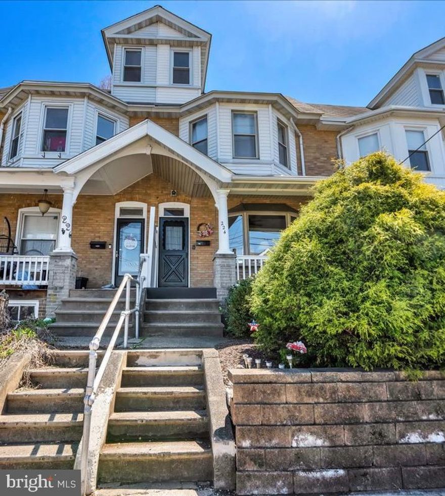 Welcome to 224 E Broad Street.  This character filled townhome has special features and touches throughout crafted from a different time.  It is walking distance to downtown where you can shop, dine, or just go for a stroll.  Pull up to this brick home and you will see a newly carpeted front porch that has plenty of space for entertaining or sitting outside. Take a look at the exterior, it is maintenance free and has no wood to paint or maintenance.  The seller has done it all for you!  The porch is fully covered and is the entry into the home.  Come through the double doors and you will see the wood trim and original doors that are in amazing shape and condition.  First door that you come to on the right is the Living Room which overlooks the porch and has beautiful, natural light that shines through.  These rooms have been newly painted with a neutral palette.   The trim around all windows and doors are original and gorgeous.  In between the Living Room and the Dining Room make sure to check out the pocket doors that are operable and amazing open or closed.  The Living Room and Dining Room both have ceilings fans that compliment the rooms.  Look down at the original Hardwood floors! The Kitchen is in the rear of the home which is perfect because there is a large maintenance free  deck to enjoy in the coming months and also allows you access into the home from the rear carport/parking area.  The  large kitchen has tons of storage with cabinets and most of the drawers are pull out shelving.   There are good countertops and one and is equipped with a island cooktop as well as Stainless appliances.  The lower level  is unfinished and ready for your touch of how you envision this to be.  There is a full bathroom on the lower level as well as a laundry area.   Outside access is also in this basement area.  Head back to the second floor and you will see the amazing staircase all original and in beautiful shape.  The rear of the home is the smallest bedroom yet it has it's own balcony.   Imagine coffee in the mornings on your private balcony.  Next room is the Full bath complete with tub/shower unit.  The next room is being used as the Primary, but it could be a sitting room to the Front Bedroom because it has a door in the Primary as well as the hallway.  Perhaps, a nursery? The Front room is very large and showcases the wood trim. as well as a bay window.    This home is large enough but head up to the 3rd floor which can be a Bonus room,  4th Bedroom, office or kids playroom,  for even more space.   This room is unfinished and you have a blank slate to make this space exactly what you would like.  New electrical work has just been completed.  This home is really a must see.  If you love character and charm, this is your new home. We are competitively priced in the great School District of Souderton.  Everything is close by this home and you can get to Route 309 in minutes.