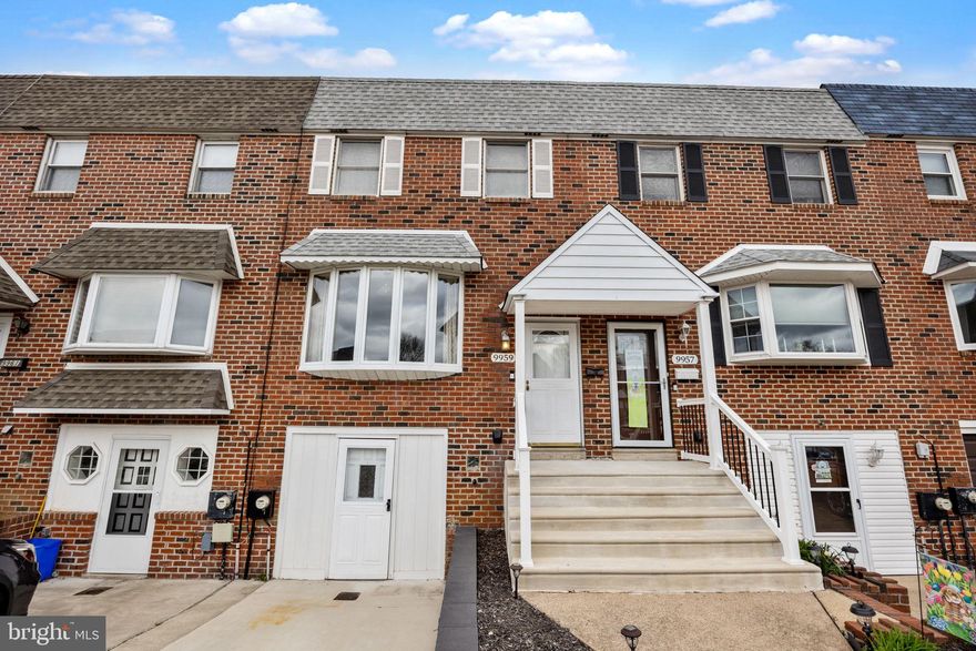 Pictures coming very soon!         Welcome to 9959 Lorry Place, a well maintained home located in the desirable Brookhaven section of Philadelphia. This spacious property offers 3 bedrooms and 2.5 bathrooms, perfect for comfortable family living. The main level features an inviting eat-in kitchen complete with a stainless steel wall oven and dishwasher, and it opens to a rear deck ideal for outdoor dining and entertaining. The living and dining rooms flow seamlessly together, highlighted by a beautiful bay window at the front of the home, wall to wall carpeting, and a convenient powder room off the dining area. Steps lead down to a fully finished basement, offering additional living space, a laundry room, full wet bar, walkout access to the fenced in backyard, and ample storage areas.   Upstairs, you’ll find three generously sized bedrooms. The primary suite includes a master bathroom, and all bedrooms offer plenty of closet space. Two of the rear bedrooms have been freshly painted. The two full bathrooms on the second floor are clean and functional, offering convenience for a growing household.   Outside, enjoy a fenced in backyard with a patio beneath the deck and a private front driveway for off-street parking. Additional features include central AC, a 7 year old flat roof, 2 year old shingles, 7 year old HVAC system, and a Ring security system for added peace of mind. This is a fantastic opportunity to own a spacious home in a quiet neighborhood schedule your showing today!