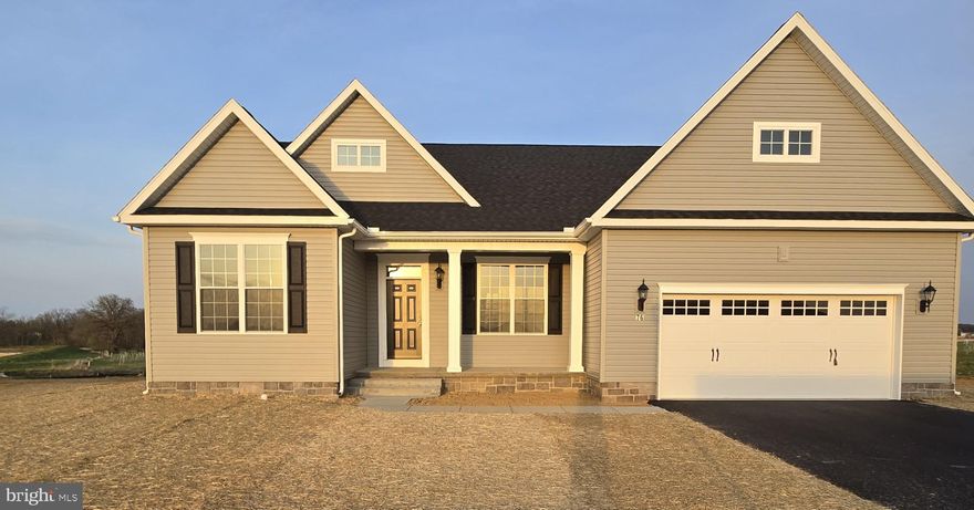 Look no further than the Autumn  for the convenience of first floor living! The Autumn is a beautiful rancher with cozy front porch to welcome you home. Just off the foyer is an office, making working from home convenient. The dining room opens to the kitchen with tons of cabinets, pantry, and a big eat at island. The family room off the kitchen has a trey ceiling and can fits lots of furniture. The split bedroom design offers lots of privacy. The primary suite boost large walk-in closet and beautiful ensuite bathroom with huge tiled shower. On the other side of the home are 2 additional bedrooms . And don't forget the huge unfished basement perfect for storage or to be finished for additional space and 12 x12 covered porch
Various additional plans available  including ranchers, traditional 2-stories, and first floor primary suites with 2nd story bedrooms… more !