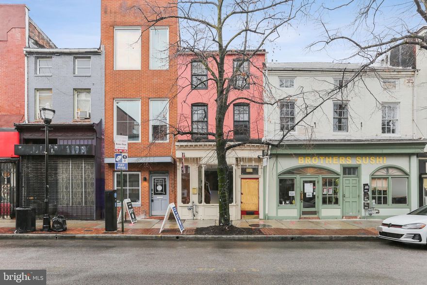 Excellent location in Federal Hill!  ½ block from Cross St Market. This three-level property includes approximately 2,130 SS Ft of Retail / Office space, with a kitchen on second level.  Bathrooms are located on 1st and 2nd level.  Small yard in back of building.  Property is being sold AS IS.