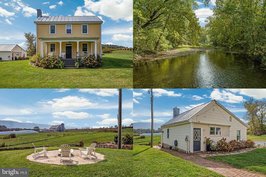 Presenting an historic estate, lovingly restored and meticulously renovated to the highest standard, dating back to its original construction in 1835. This exceptional property encompasses more than 5 acres of pristine land and is nestled within the idyllic expanse of a working farm. It enjoys a privileged location along the tranquil Stoney Creek, known for its bountiful trout, offering a haven for fly fishing enthusiasts. 

This captivating estate boasts a main house and a charming cottage, providing versatile living options. The main house, an exquisite two-story residence, offers three double bedrooms with private bathrooms, a separate half bath, and an additional basement with laundry and storage facilities. Designed with equal regard for family living, entertainment, and revenue generation, this property is available fully furnished, featuring exceptional items like a Duncan Phyfe dining table. 

Upon arrival, you are greeted by a generous entrance lobby, setting the stage for grandeur. The impressive formal dining room, comfortably seating up to 14 guests, is conveniently situated adjacent to a gourmet kitchen with quartz countertop, custom marble backsplash and seamlessly coordinated stainless steel appliances. Next, you transition into a music room graced by a grand piano and cast iron fireplace. The family room, complete with an open fireplace, creates a warm and inviting ambiance for cozy evenings. 

Ascending to the upper level, a large sunroom bathed in an abundance of light awaits, serving as both a versatile workspace and a serene retreat to savor the mesmerizing property views. 

The nearby cottage features two well-appointed bedrooms, a bathroom equipped with laundry facilities, and a spacious sitting and dining room adorned with a cast iron fireplace. The full kitchen boasts butcher block countertops and a handmade marble backsplash, exuding rustic charm. Vaulted ceilings highlighted by exposed wooden beams lend a distinctive character to this cozy abode. 

The property's amenities further include a kitchen garden, meticulously landscaped gardens replete with multiple outdoor areas for entertaining and dining, private creek access, a single car garage, and a porch that leads directly to Stoney Creek. 

For added security and peace of mind, this property is equipped with an ADT security system. 

With sweeping views of the majestic Blue Ridge Mountains and private access to the creek, this historic estate offers an unparalleled opportunity to embrace the quintessential charm of rural living and outdoor recreation. Within proximity to Harrisonburg (30 minutes) Northern Virginia (75 minutes) and Washington DC (90 minutes).