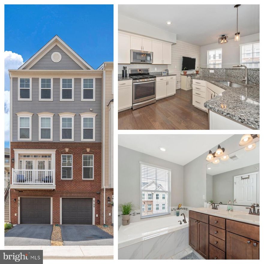 Welcome to 6197 Murray Terrace! Don’t miss out on a great opportunity to make this beautiful 4 level, 3 bedroom 2 1/2 bathroom townhouse condo your own. This home features a beautiful white kitchen with granite, tile backsplash and stainless steel appliances, hardwood flooring, and neutral colors throughout. One will certainly enjoy the spacious primary suite boasting a walk-in closet, large en-suite with soaking tub, separate shower and water closet. Also, enjoy the convenience of having the laundry room on the upper level. This home is conveniently located in the sought after Jefferson Place community which is the perfect commuter location! Neighborhood amenities include a clubhouse with a fitness center, a pool, playgrounds, and basketball courts.  No city taxes!