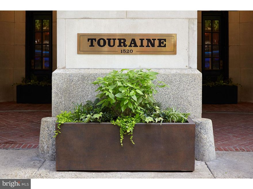 This is a beautiful, light-filled apartment featuring classic, clean design with original details such as decorative fireplace with hand-carved mantel, original hardwood oak floors and French doors in the living room. Completely upgraded to include beautiful new kitchen and baths, sustainable materials and subway tile.      Formerly an elegant residential hotel built in 1917, The Touraine combines original architectural details with modern comforts. In the lobby and wide hallways, you'll find handmade millwork done by local artisans, and places to sit and read books from our library.   The Touraine is Philadelphia's most central and beautiful address.  Located on a tree-lined block of Spruce Street, the Touraine is just a quick walk to Rittenhouse Square, the Avenue of the Arts, and all the transportation and shopping of Center City. A thriving community of locally owned businesses from craft beer to great coffee, bike repair to bagels, and countless beloved BYOB's where you can jog on the river, dine outside, or hop on the subway to the stadiums.  Our block is home to exquisite buildings and vibrant street life.   24/7 Front Desk Staff ? 24 Emergency Maintenance ? Package and mailroom adjacent to lobby ? Pay rent & request maintenance online ? Pet friendly