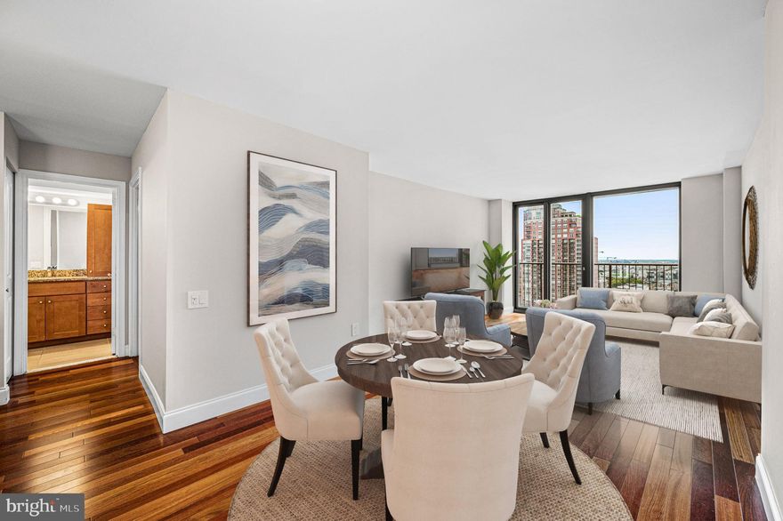 Center City is your oyster at 1420 Locust St #22L, a sunny corner 1-bedroom,1-bathroom home at the Academy House. The renovated open kitchen features stainless steel appliances, a sleek tile backsplash, and hardwood floors that extend into the living/dining area.   The spacious living room offers a separate area for dining and a French balcony to take in the unobstructed views!  The southern city views continue into the generous sized bedroom, which is complete with two walk-in customized closets. The bathroom boasts a spacious vanity, a tiled tub, and the convenience of a stacked washer and dryer. Additional features of this home include linen and coat closets, offering even more storage solutions. The Academy House is a cat-friendly building offering a modern lobby and luxury amenities, including a fitness and aquatic center. The monthly condo fee includes ALL utilities. Cable and internet are $70 per month.  Valet parking is available in the building for an additional fee.  Located on Locust St between Broad and 15th, you’re steps away from the best Philly has to offer including the Avenue of the Arts, Rittenhouse Square, Vetri Cucina, Butcher and Singer, the incredible shopping on Walnut St, and much more!