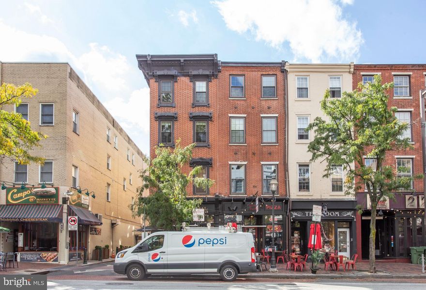 Amazing opportunity to own a Turn-Key, CMX3 Income Producing Mixed Use/Commercial Building in the heart of Old City at 2nd and Market Street!  Located directly across the street from Christ Church and at the Market-Frankford subway stop, 216-218 Market Street features two (2) first  floor commercial spaces currently occupied with a single long-term commercial tenant.  The street level commercial spaces were formally a restaurant and include all equipment and a full commercial kitchen and office in the finished basement offering even more useable space.  The second, third, and fourth floors feature four (4) modern residential apartments all with updated kitchens, bathrooms, hardwood floor, separate HVAC, and washer/dryer.  Unit 1 is a 2 bedroom/2.5 bath currently rented at $2500/month.  Units 2 and 3 are 1 bedroom/1 bath currently rented at $1675 each, and Unit 4 is a unique 3 bedroom/2 bath penthouse corner unit loft with an outdoor deck, private elevator and lobby entrance currently rented at $3900.  This building has been meticulously maintained and is ideal for an owner/occupant or investor.