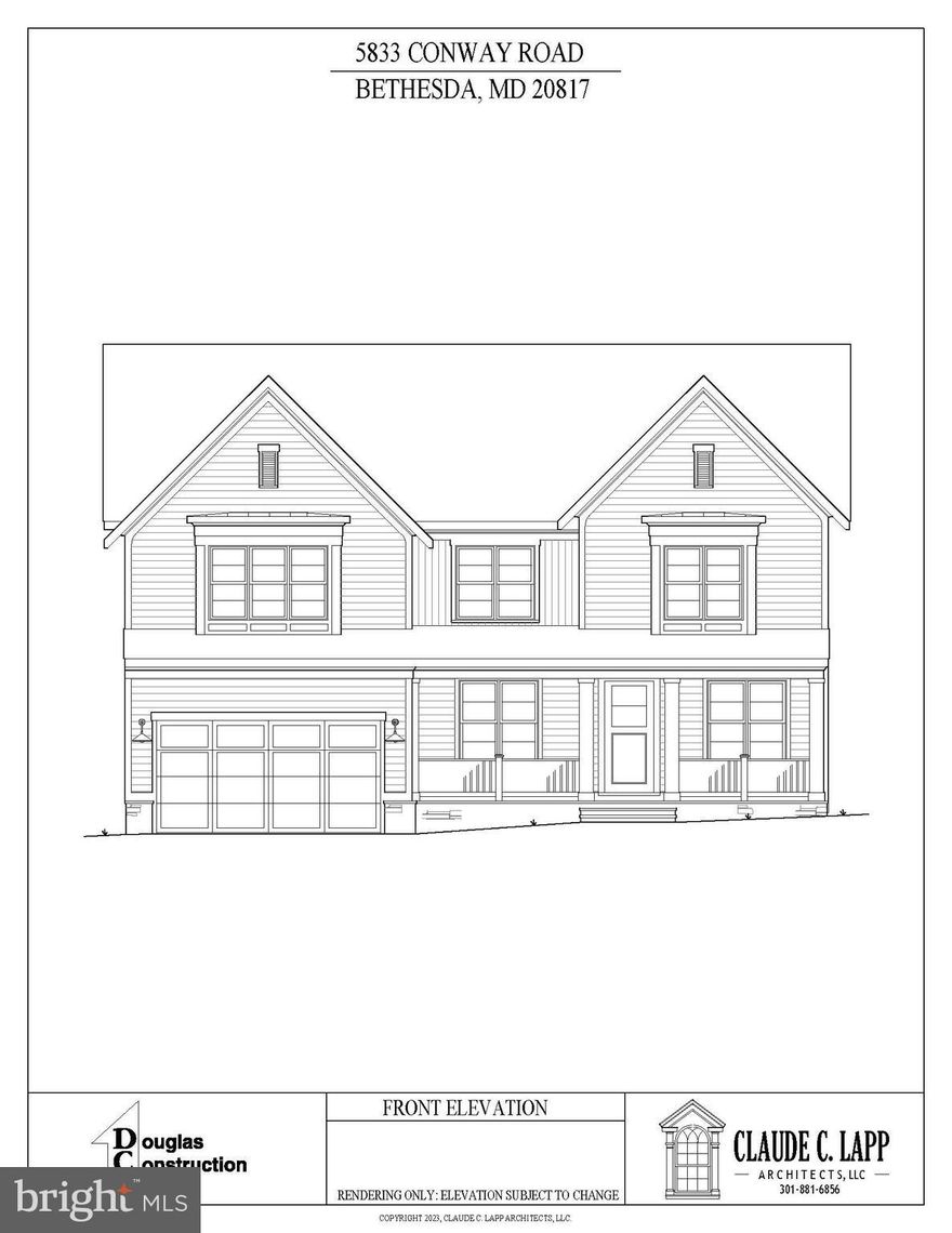 Amazing new Modern Farmhouse built by award-winning Douglas Construction Group (Best Green Builder-Bethesda) 5 bedrooms, 4.5 baths, covered porch, living room, separate dining room, gourmet chef's kitchen, butler’s pantry, breakfast room, family room with fireplace, office and mud room with cubbies. Upper level features Owners’ Suite with large dual walk-in closets and a gorgeous Owners’ Suite spa bath. 3 additional bedrooms and 2 full baths, family/homework - study room and laundry room also on the upper level. Finished lower level includes 5th bedroom, full bath, recreation room, exercise room and storage room. Attached 2 car garage, covered rear porch. This home is close parks, easy access to Downtown Bethesda and so much more! Part of the Walter Johnson High School Cluster. October 2023 Completion.