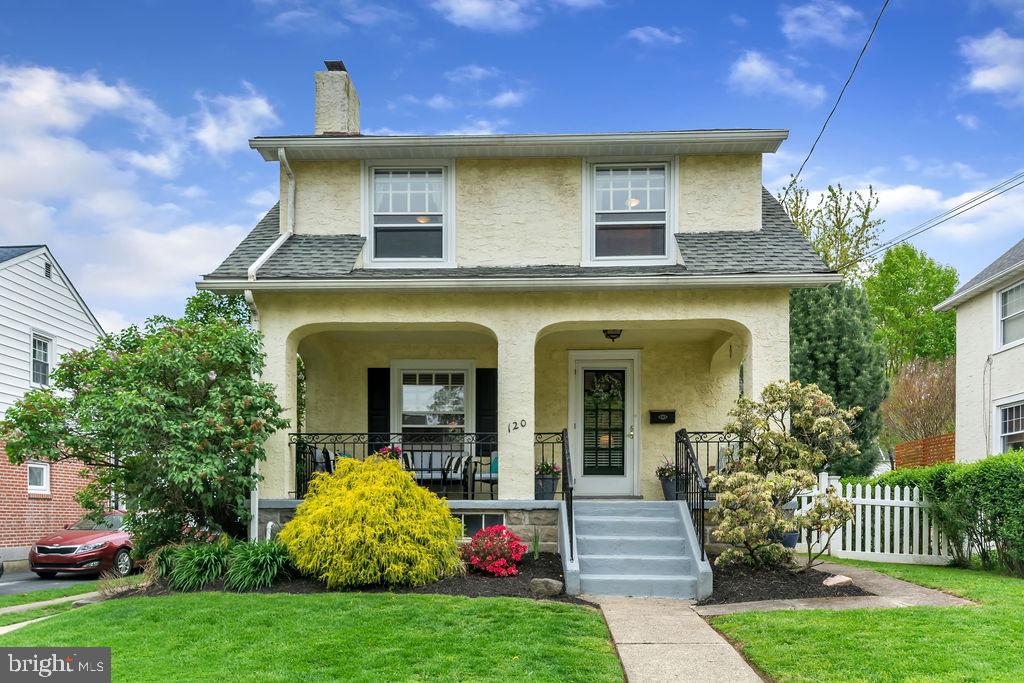 Welcome home to this move-in ready, charming cottage style home in Havertown's highly desirable Paddock Farms! The home,  which boasts the original hardwood floors and detailed inlays,  has been meticulously maintained and updated.  Enter through the gracious front porch which opens to an inviting living room and cozy wood burning fireplace surrounded by  custom built-ins. The dining room, with waynescoating and modern chair rail, overlooks the beautiful, flat and expansive, back yard.  The kitchen is updated with stainless steel appliances and granite countertops.  The kitchen back door opens to a back stoop that leads to the lovely custom paver patio - perfect for grilling and entertaining. Upstairs,  you will find a large master bedroom with a large closet complimented by custom built-in shelving, two additional bedrooms (one with a walk-in closet) and a full bathroom.  The third floor walk-up attic is great for storage or future living space.  The basement has been fully finished with a dry bar, wine chiller and marble countertop and backsplash.  Laundry area, utility/storage space, and additional 1/2 bathroom  are also on the lower level. The private and flat backyard has been completely fenced in and opens to the detached one car garage, with automatic/bluetooth enabled door-opener, which is great in bad weather or for extra storage.  Driveway parking can handle at least three cars. Home has newer roof, new gas heating system, new mini-split AC/Heating system in the basement,  and a well-maintained interior and exterior.  The neighborhood offers much convenience and is within walking distance to Havertown Restaurants, shops, parks  and the new YMCA.  The neighborhood also offers an active Civic Association to foster and build community.   First showings Saturday from 12 pm- 3pm open house.