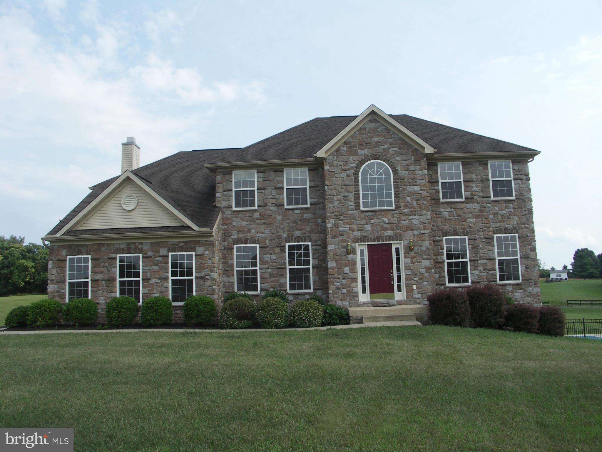 Wonderful 5 bdrm,4.5 bath colonial on 3 ac in a quiet community.Spacious kitchen w/granite counters,large island,wall ovens & ceramic tile.1st lvl has a family rm w/fireplace,frml living & dining rooms,den/office,powder rm, & morning rm.2nd lvl has Lrg master bdrm w/luxury bath, huge walk in closet,3 more bdrms,& 2 full baths.5th bdrm/rec room & 4th bath on lower lvl.In ground pool & shed.