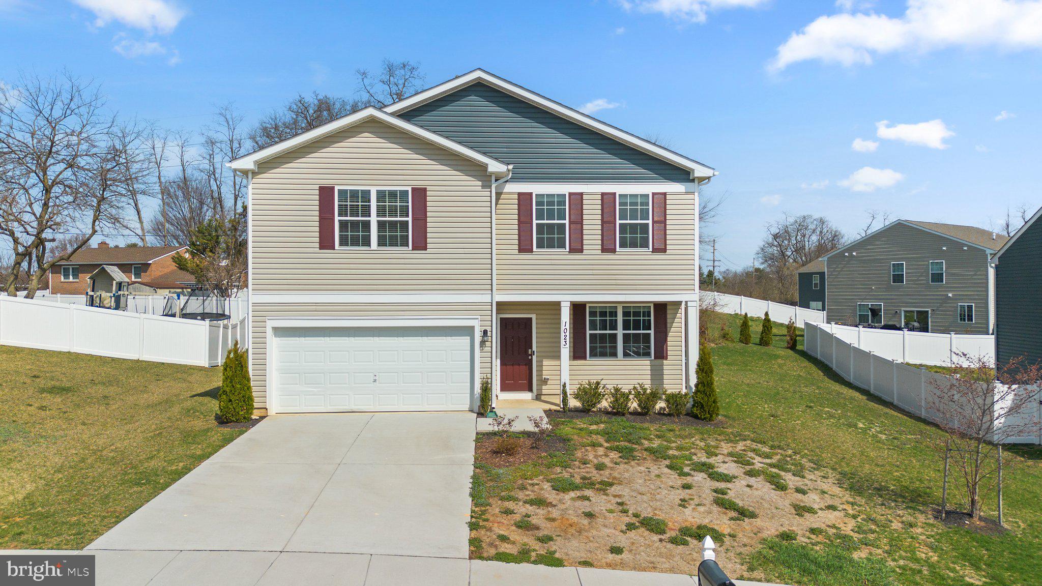 * Newly planted trees should grow to cover the downlines and create a separate garden area for planting or for pets!
Welcome to 1023 Klick Way in Hagerstown, Maryland—a beautifully designed 3-bedroom, 2.5-bathroom home! Built in 2021 it’s thoughtful layout is sure to fit your modern lifestyle.
The inviting front porch sets the tone for charm and comfort, warm welcomes or early evening relaxation in your favorite outdoor chair. The main level features a bright and versatile office space right off the entryway, perfect for remote work or creative projects. The open-concept living area includes a spacious room and a kitchen designed with practicality in mind. Stainless steel appliances, a walk-in pantry, and a granite island perfect for meal prep also offers space for seating.
Upstairs, a cozy loft provides additional flexible living space for work or play. The primary suite *BOASTS* a generous walk-in closet and an en-suite bath with a double vanity and stand-up shower. Two additional bedrooms offer ample space, and a generously sized laundry room adds loads of convenience.
Outdoor living is just as enjoyable with a blank canvas to build the backyard of your dreams. Nestled just minutes from some of Hagerstown’s best dining and shopping, this home blends modern convenience with a prime location.
A newer home in a fantastic area—don’t miss the opportunity to make it yours. Schedule a tour today!
TLDR:
Built 2021 / Conveniently located near dining and shopping / Detached home listed under $400k// This property conveys AS-IS* / Newly planted trees should grow to cover the downlines and create a separate garden area