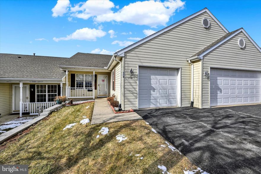 Welcome to 116 Furlong Way -in the Active Lifestyle-Age 55+ Community of Equine Meadows. This 2 Bedroom & 2 Bath condo is MOVE-IN-READY ; featuring an oversized 1 CAR GARAGE & paved parking.
Enjoy the warmth of crown moldings, recessed lighting,  and the convenience of an entry-level bedroom. The  kitchen is equipped with a built-in microwave, dishwasher, refrigerator & a breakfast bar. Natural light fills the space & flows into cozy living room area- ideal for unwinding after a long day.  For added convenience, the laundry with washer & dryer included is located on the main floor. Step outside to discover the rear patio area with outdoor space for rest, relaxation & enjoying nature. 
The community boasts beautifully maintained sidewalks and street lights that enhance the community's charm. Residents can take advantage of the fantastic amenities, including an indoor pool, exercise room, and clubhouse, fostering a vibrant social atmosphere. The association fee covers essential services such as lawn maintenance, snow removal, and trash collection, allowing you to enjoy a worry-free lifestyle.  Experience the perfect blend of comfort and community in this delightful residence, where every detail is designed to enhance your living experience.