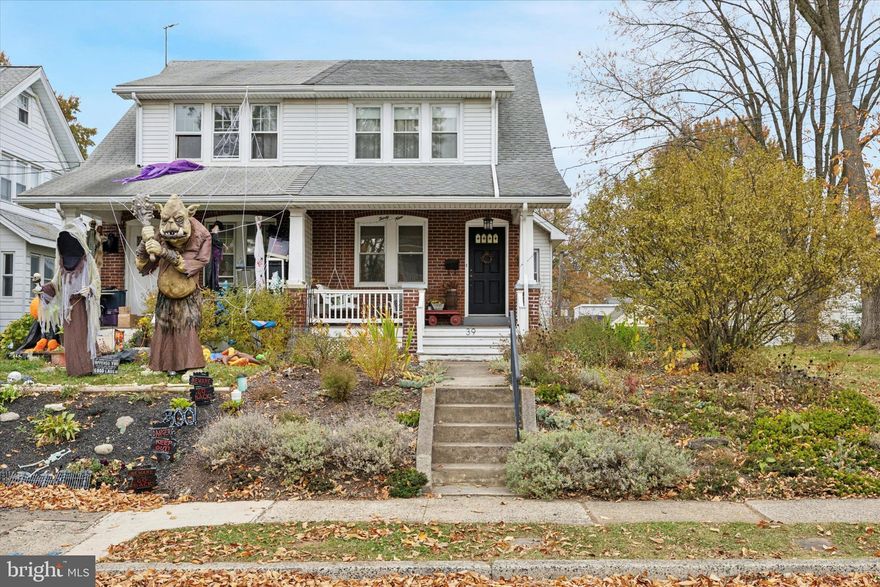 Loaded with character and charm and ready to move right into and enjoy, you’re going to love this porch-front Craftsman twin in the heart of Lansdale Boro.  There are two very nice sized porches, front and back, where you can enjoy a cup of coffee and a book in the morning or a drink at the end of a long day at work.  The first floor has an open layout, with the living room at the front door, a nice sized dining room with a box bay window that floods the space with natural light, and an amazing country kitchen that still has some of its original cabinetry as well as an oversized butcher block top island workspace and breakfast bar seating.  This room is sure to be the heart of the home and a space that you’ll enjoy both daily and while hosting. A door leads off the kitchen to the covered back porch and fenced in yard, which also has a storage shed.  If you wanted to create an off-street parking space, there’s an option here to do so off the back where there is an existing curb break on the street behind.  On the second floor there are three bedrooms and a nicely updated bathroom.  On the third floor, presently a walk up attic, there is potential to finish and condition this space, adding either a 4th bedroom or home office (this room would roughly be 12x12 finished).  The unfinished basement has plenty of storage space.  Throughout you’ll find original trim, doors, and hardwood floors, all of which give this home amazing old world charm.  Outside is a beautifully landscaped front and back yard, containing many native plants and trees, some of which will flower in the spring and summer months and attract butterflies and hummingbirds.  Just a few blocks away from this home you’ll find a number of restaurants, bars, shops and the Lansdale Regional Rail Station.  Come visit 39 E 5th Street and find your way home!